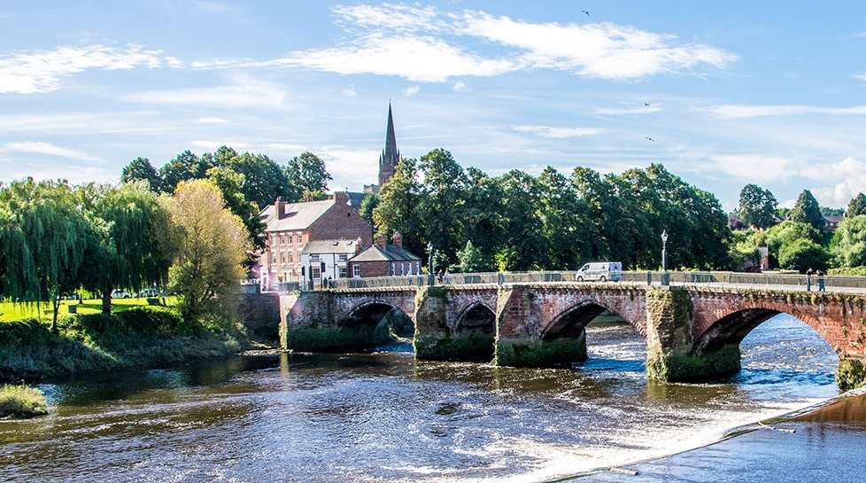 River Dee and Old Dee Bridge in Cheshire 