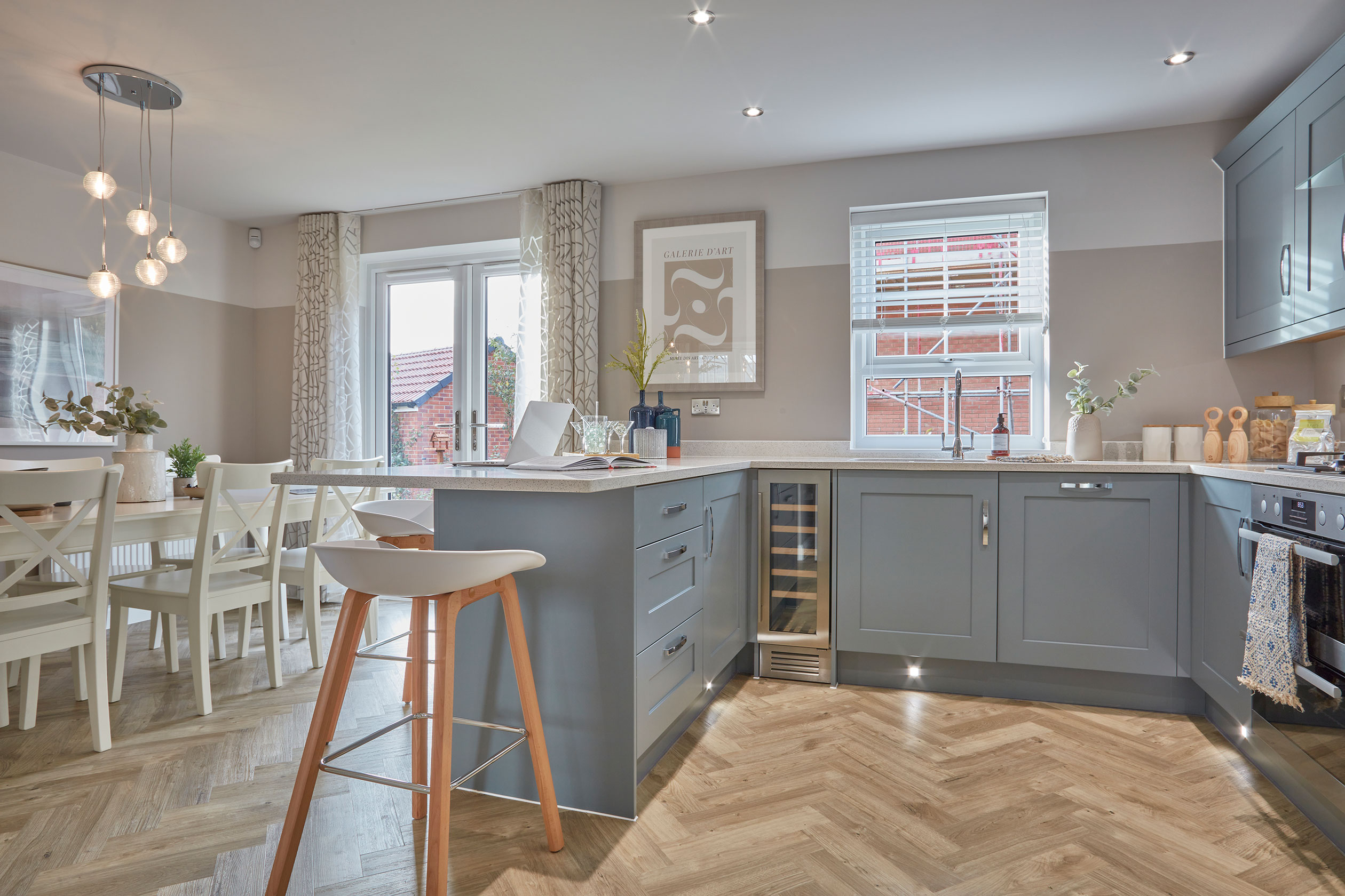 Open plan kitchen with dining area in the Chester 4 bedroom home