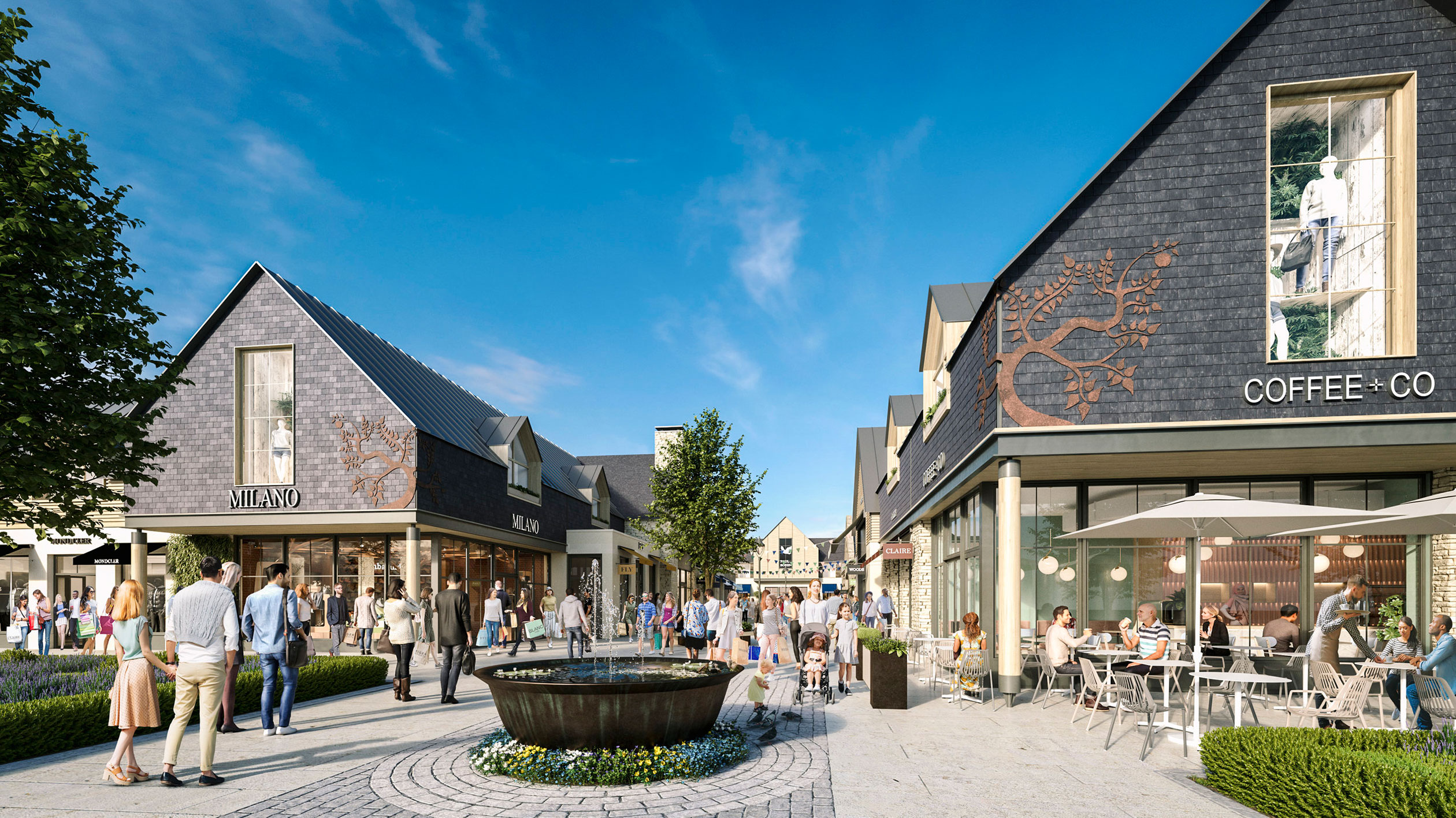 Illustrated image of the retail outlet in Tewkesbury