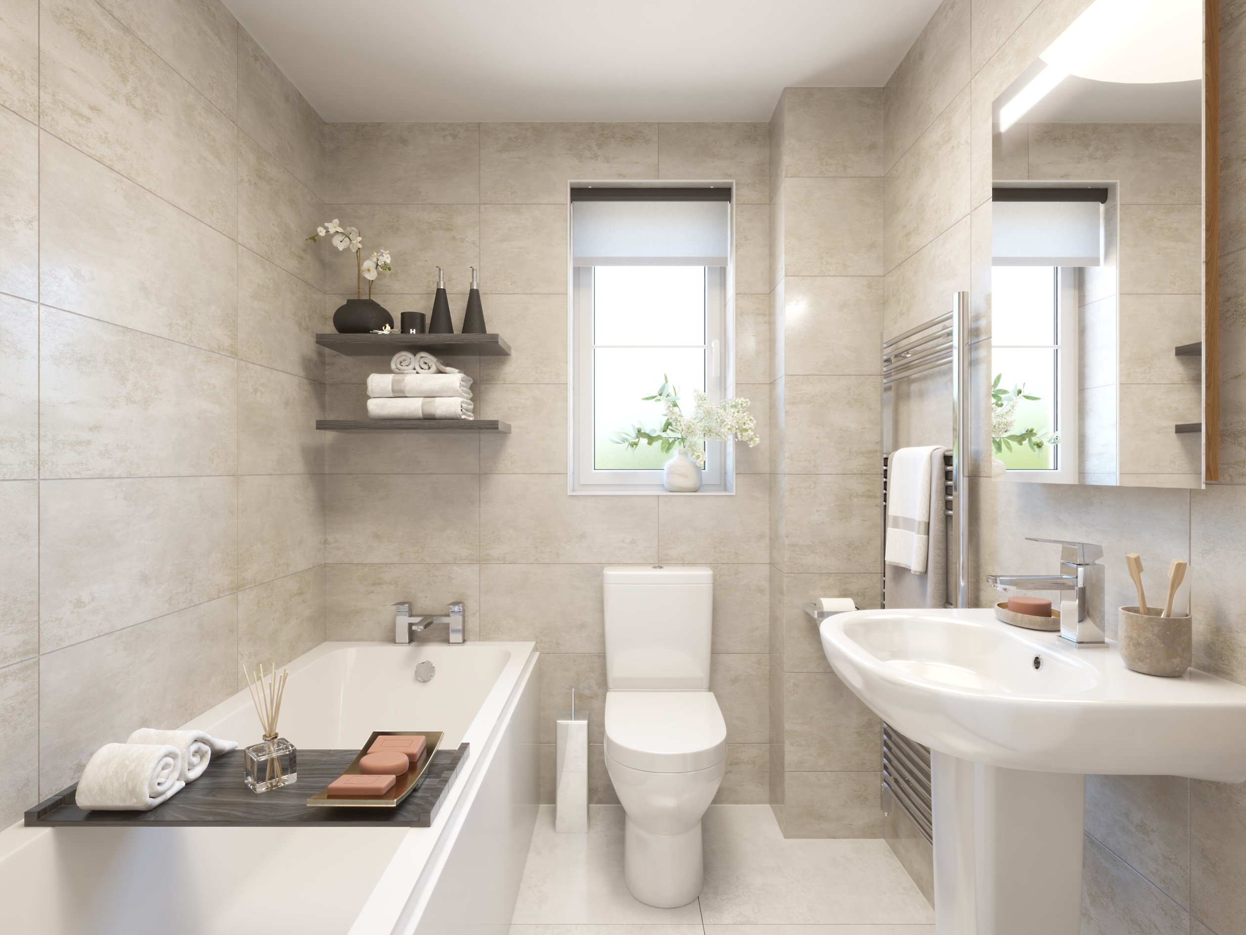 Main bathroom in the Alverton 2 bedroom home