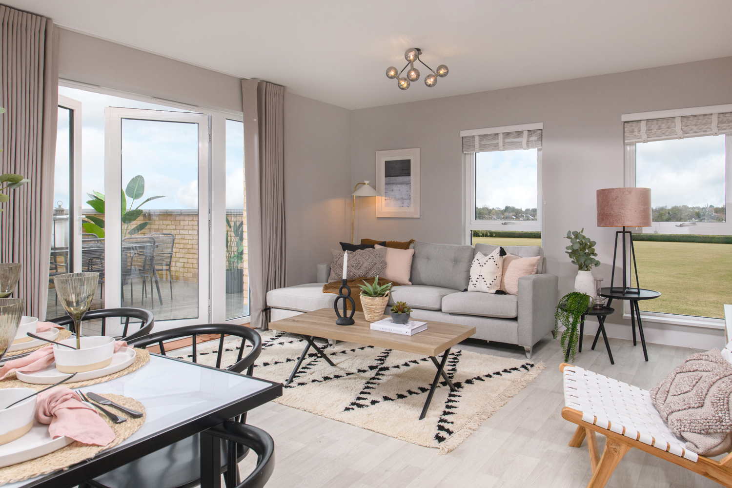 Dual aspect living area with french doors onto your private terrace