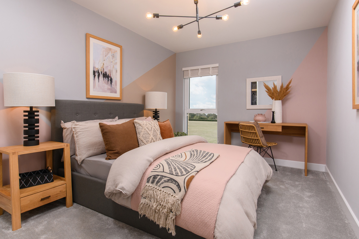 Double bedroom with floor-to-ceiling windows
