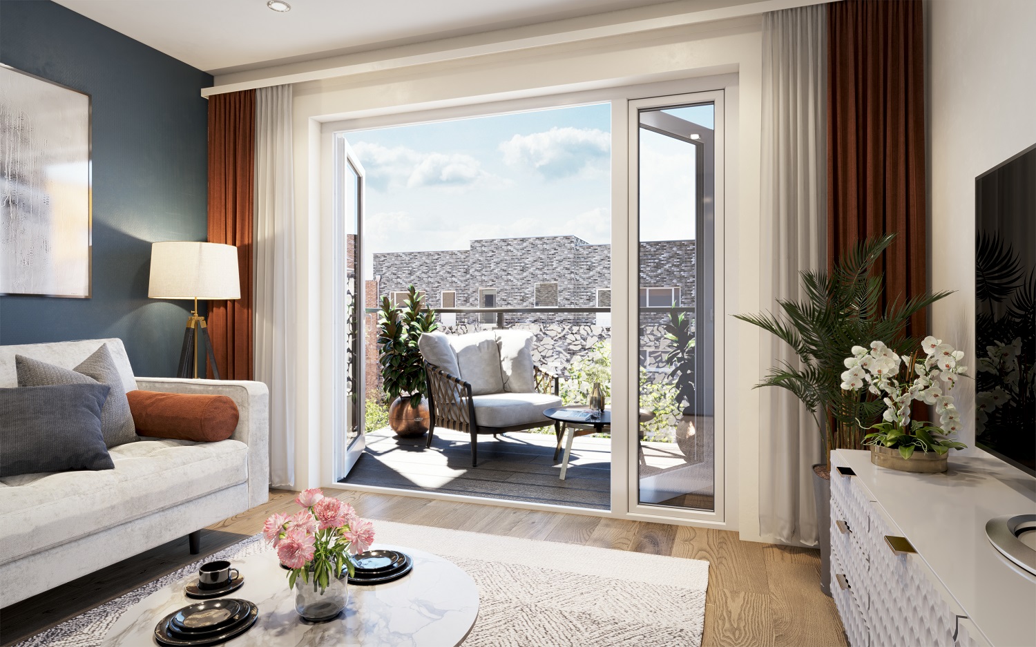 Courtyard apartment with french doors leading onto your balcony