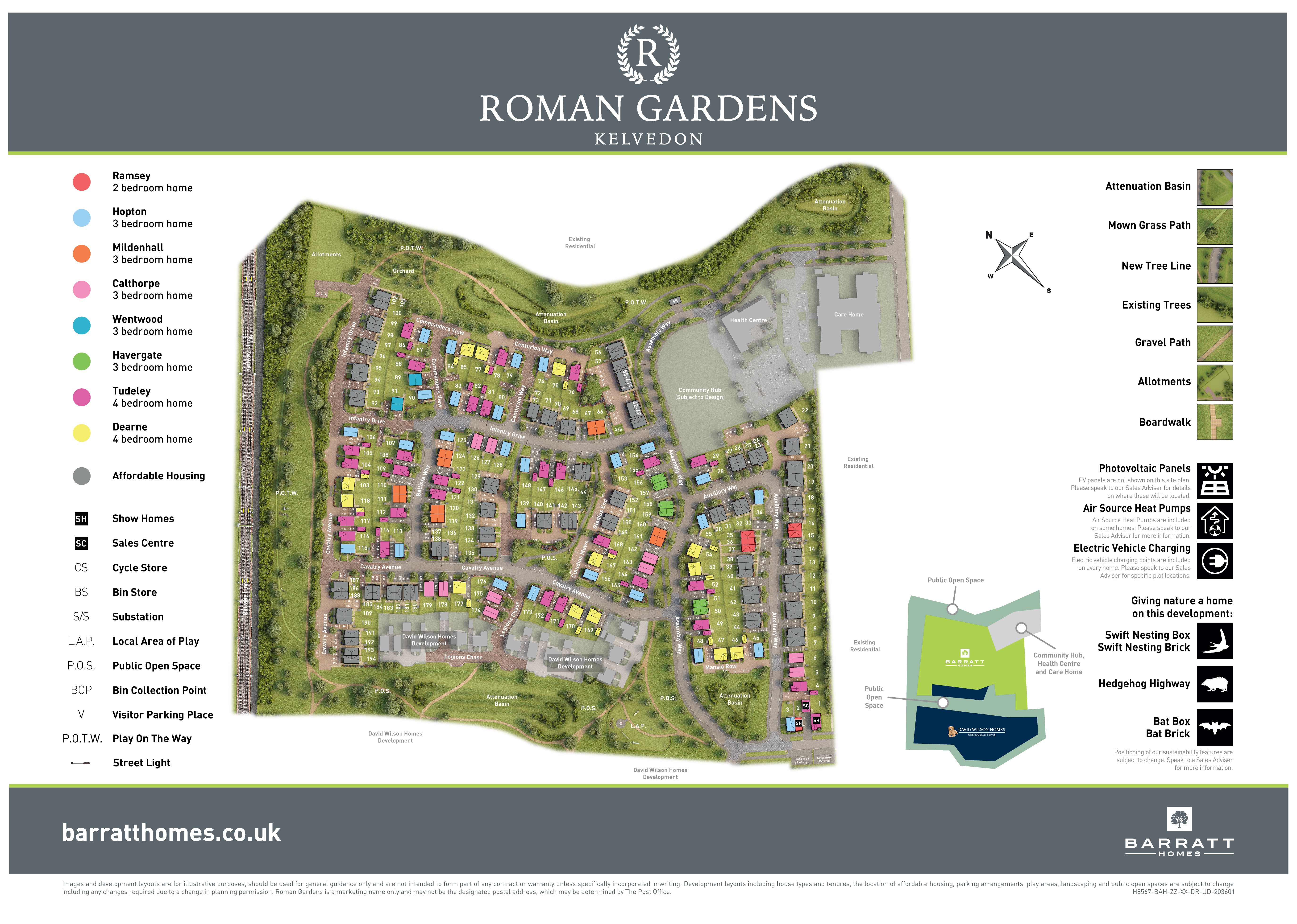 Barratt Homes at Roman Gardens site plan