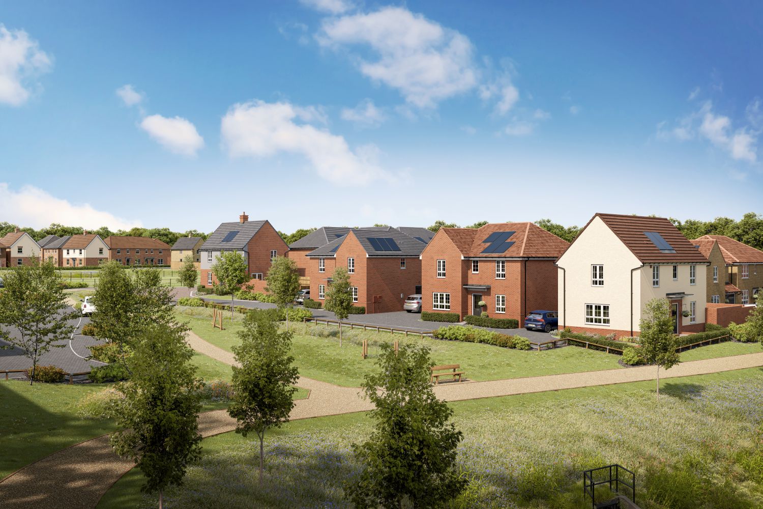 HOMES OVERLOOKING OPEN SPACE AT HENLEY GATE