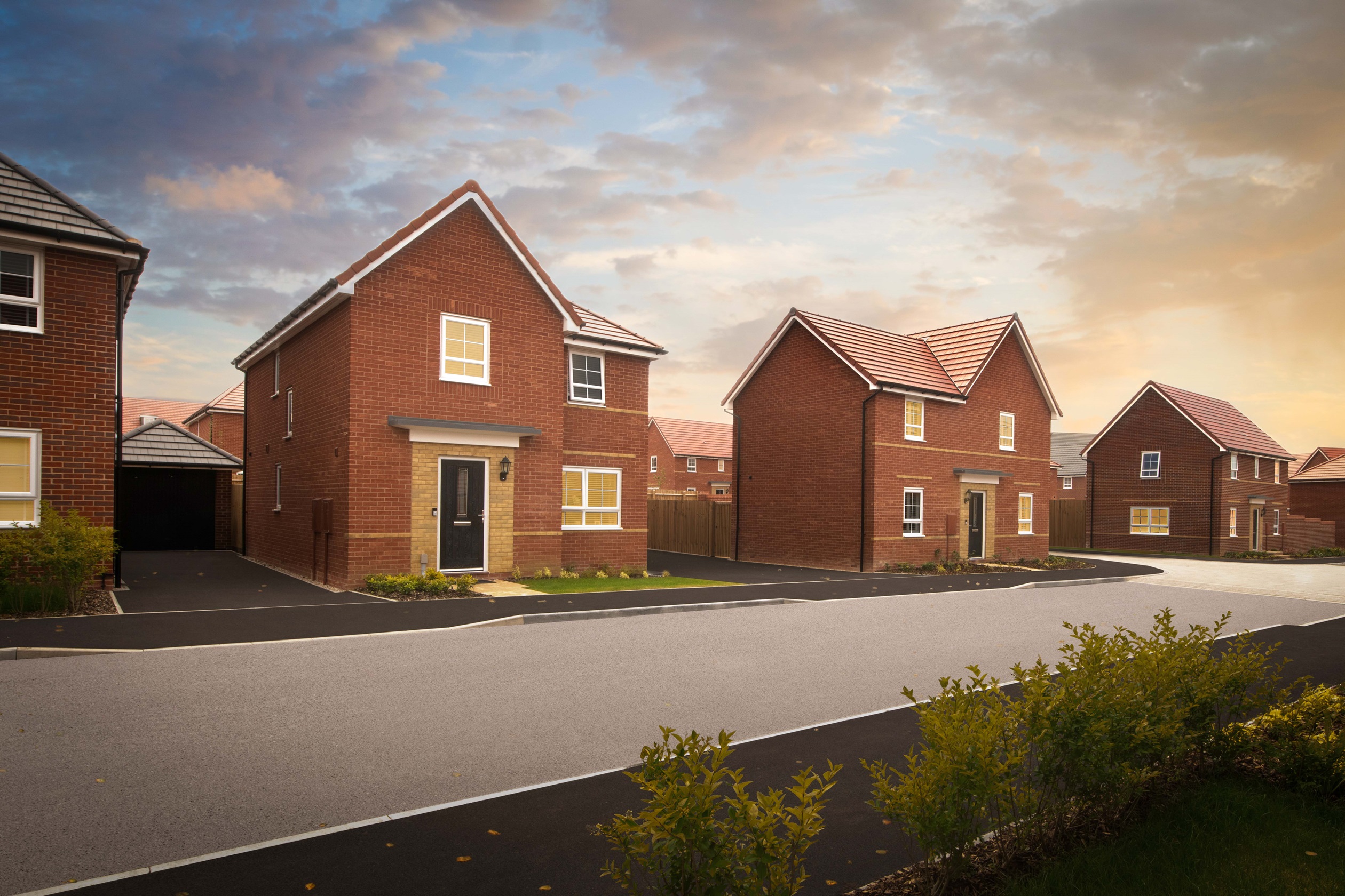 Great Dunmow Grange street scene dusk