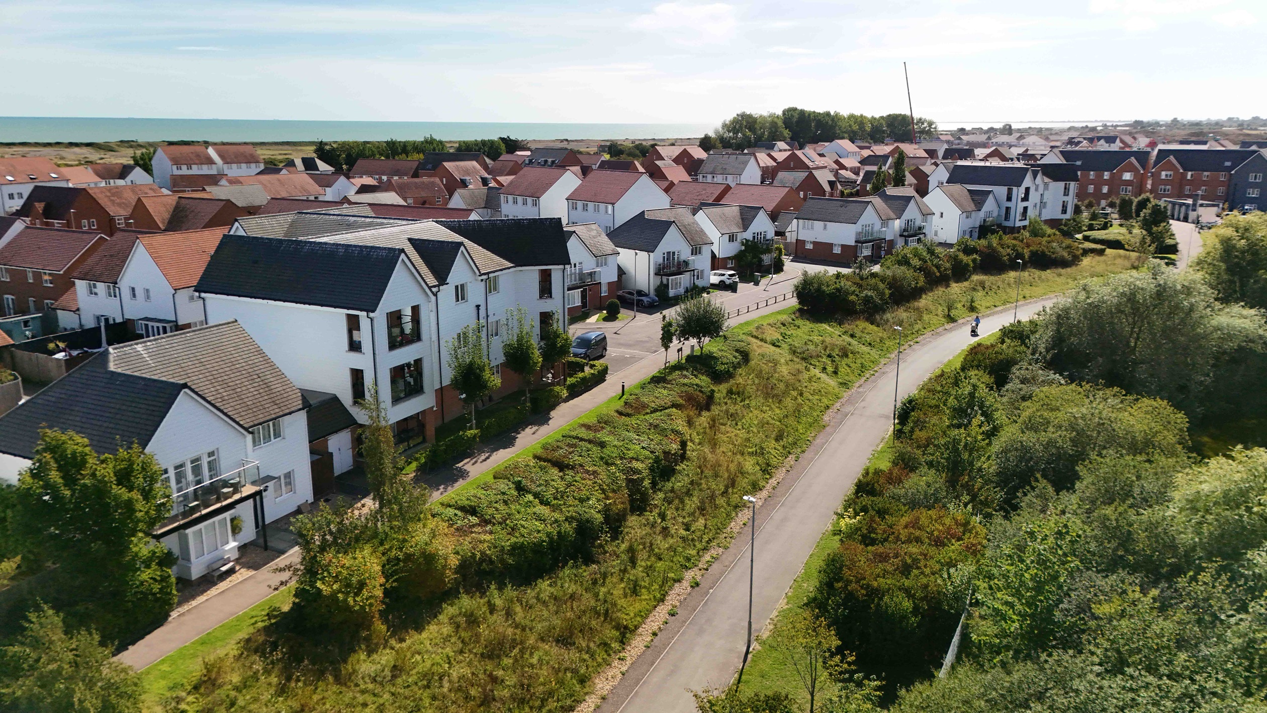 Drone image of street scene