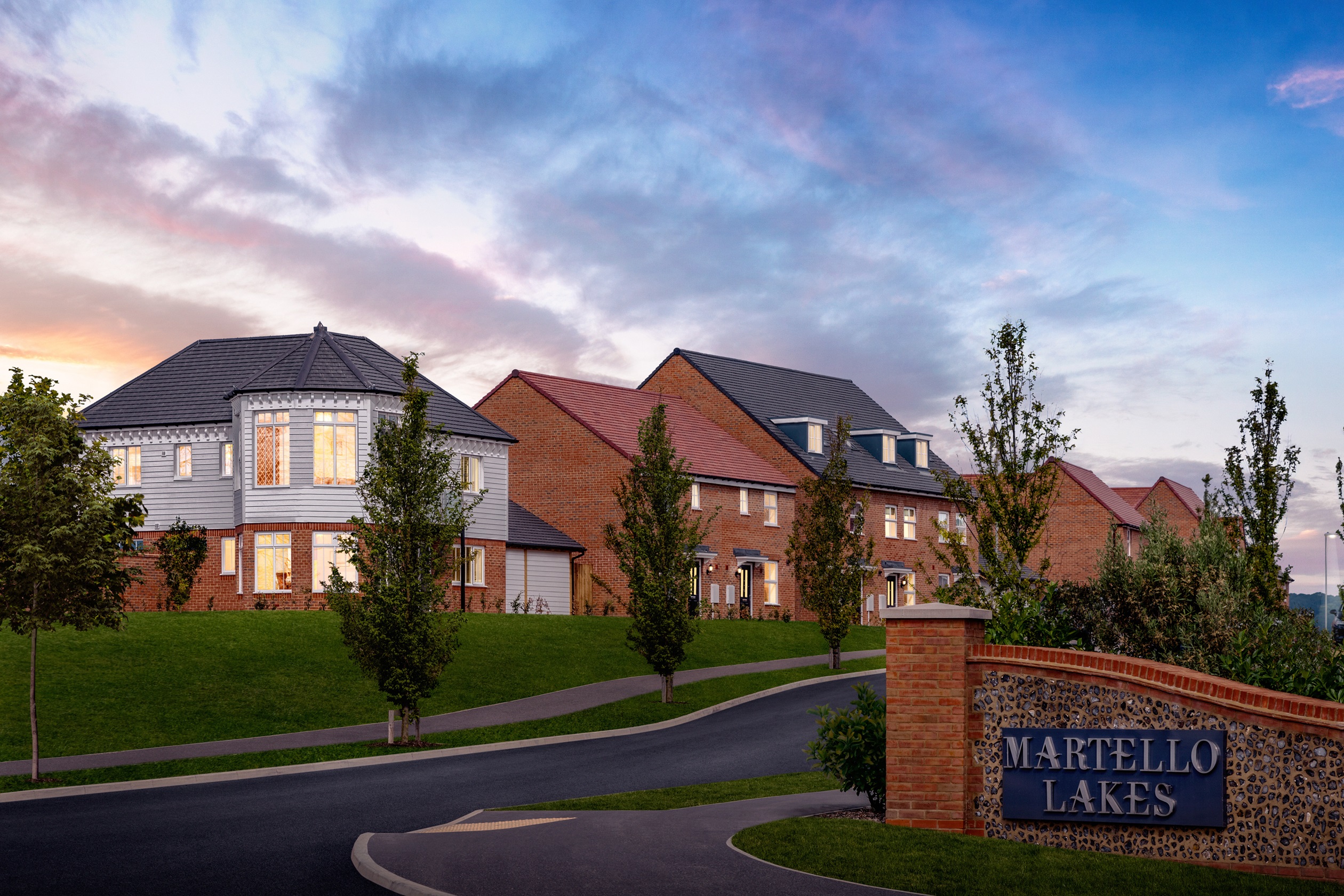 Martello Lakes externals overlooking green space