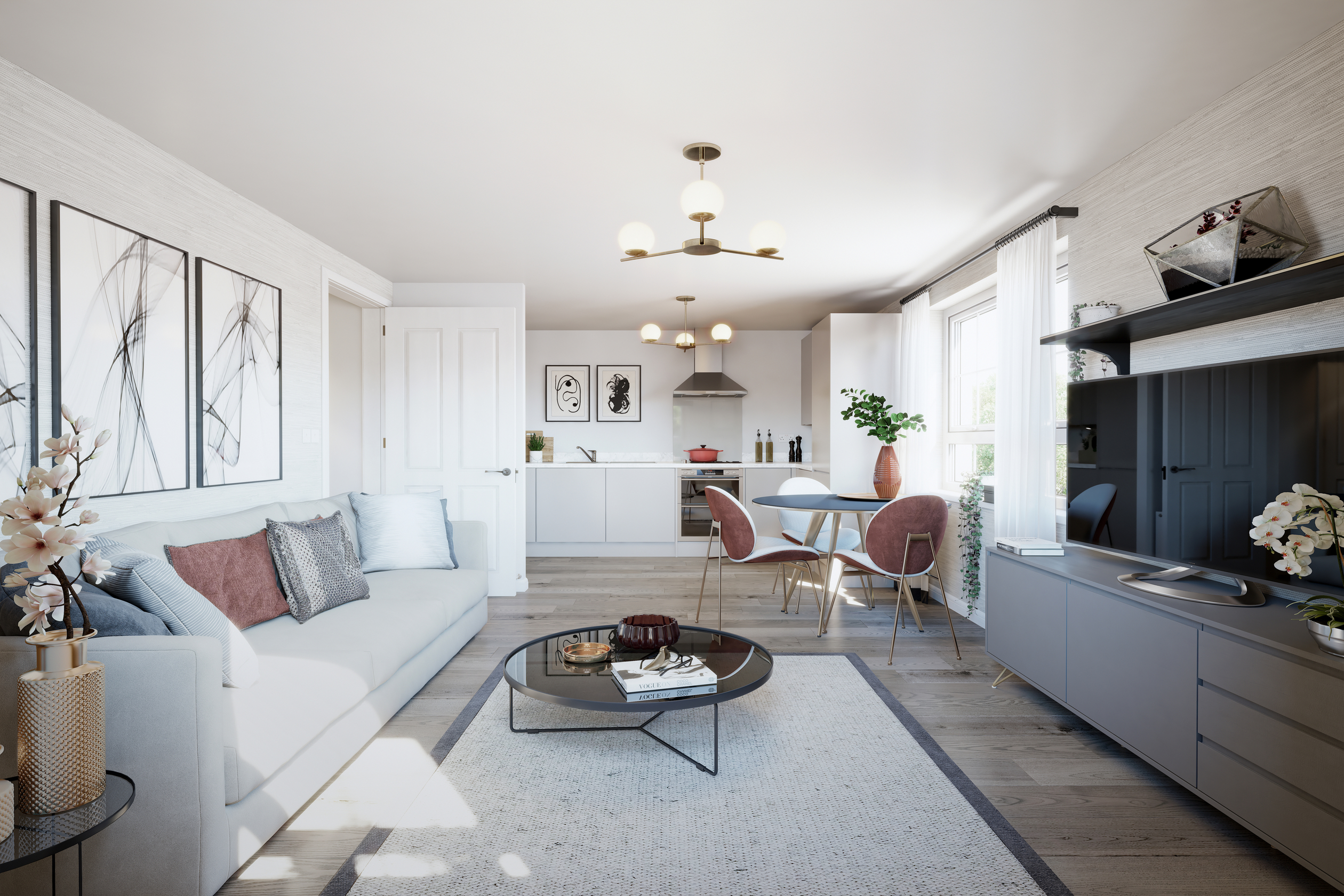 Living room in a 2 bed Maldon