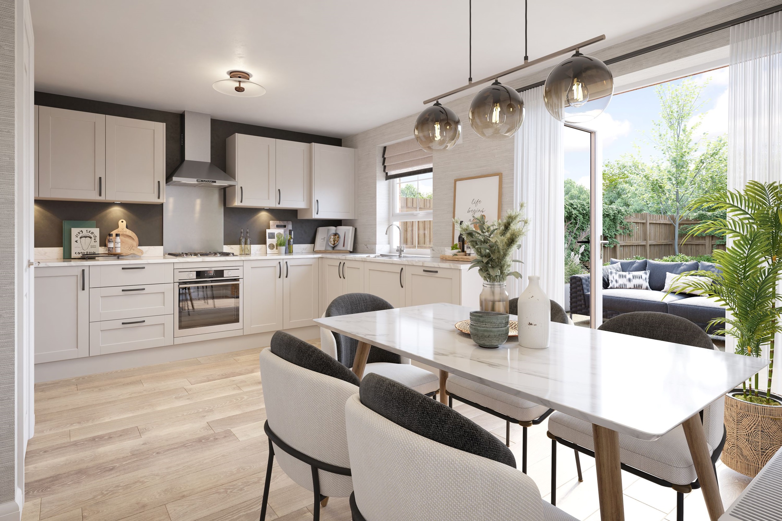 Open-plan kitchen and dining room 