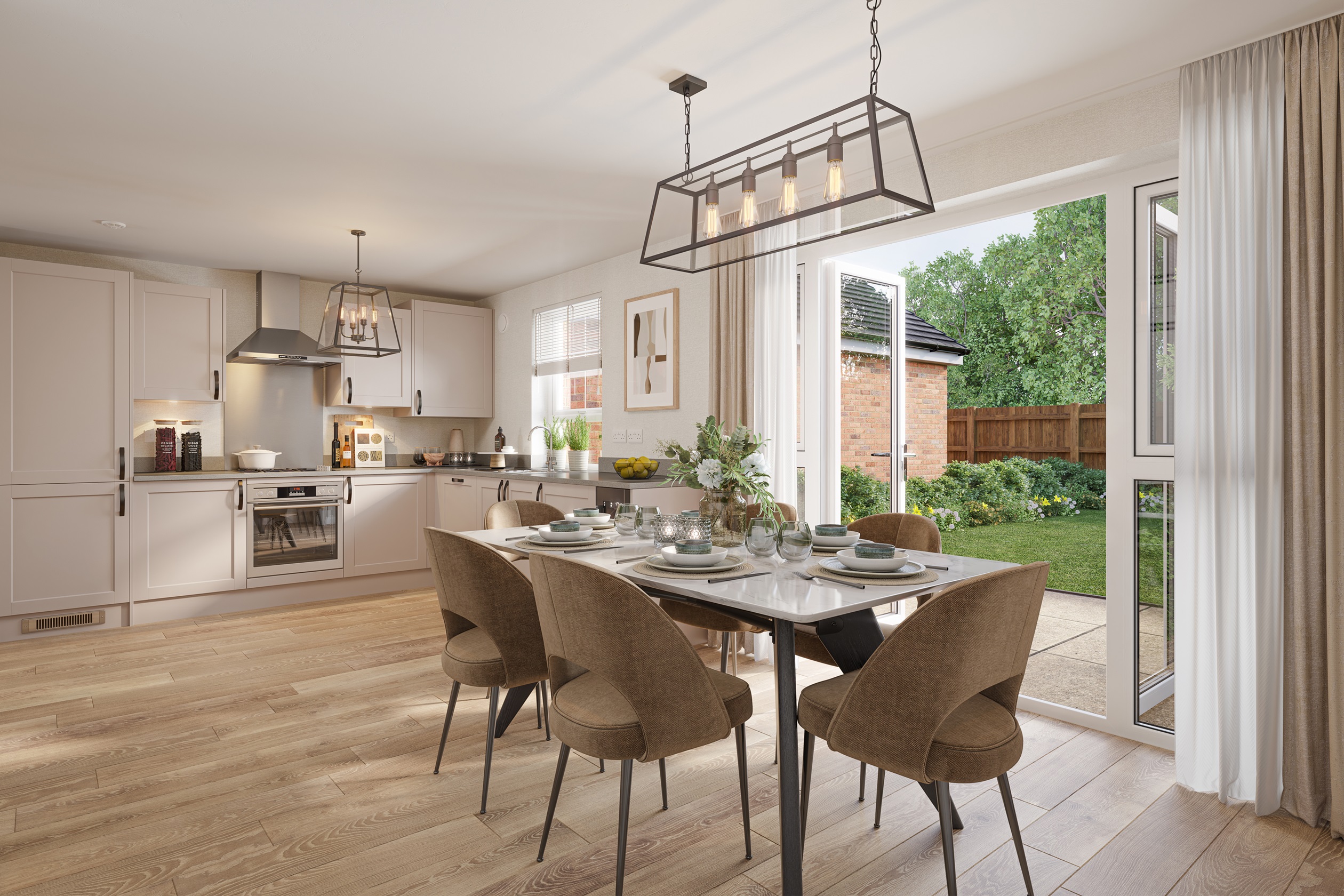 Kitchen and dining room in the 4 bedroom Kennisham July 25