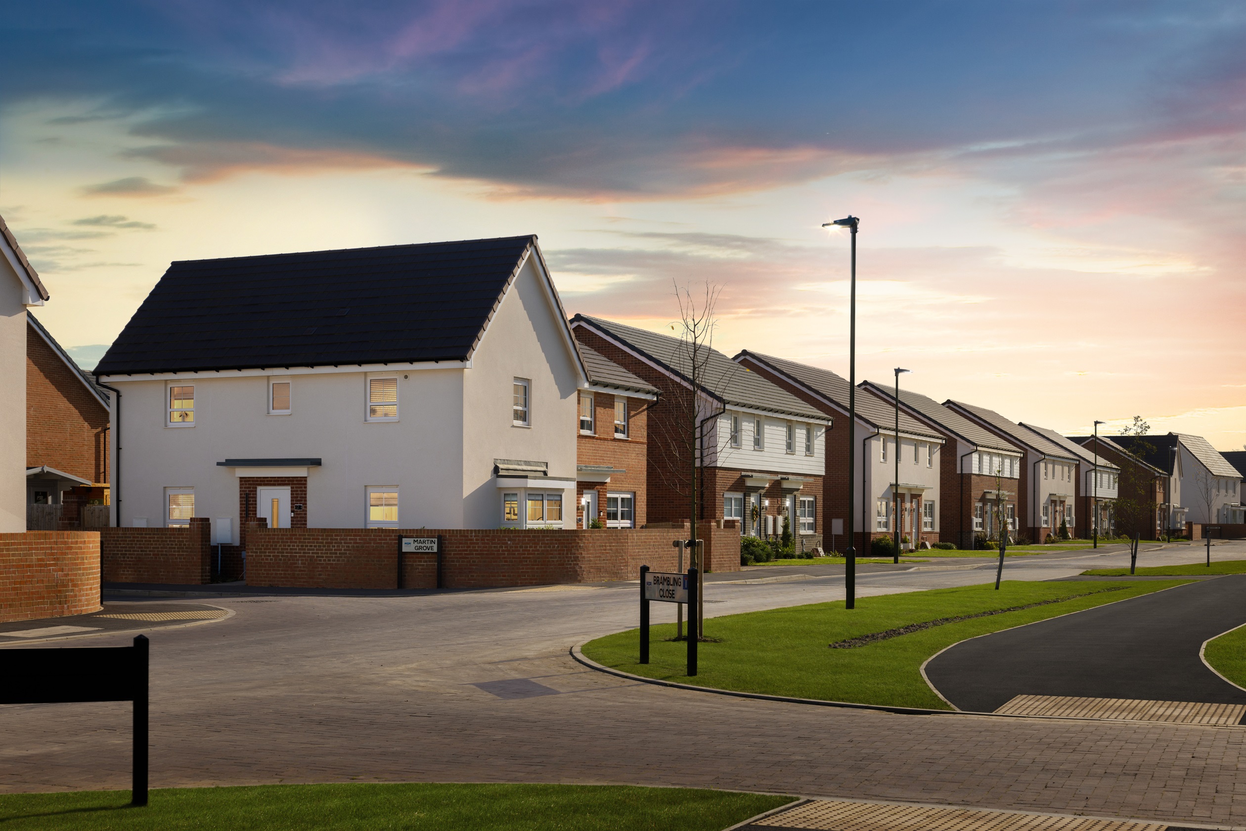 Dusk image of 3 bedroom homes at Ryebank Gate December 2024
