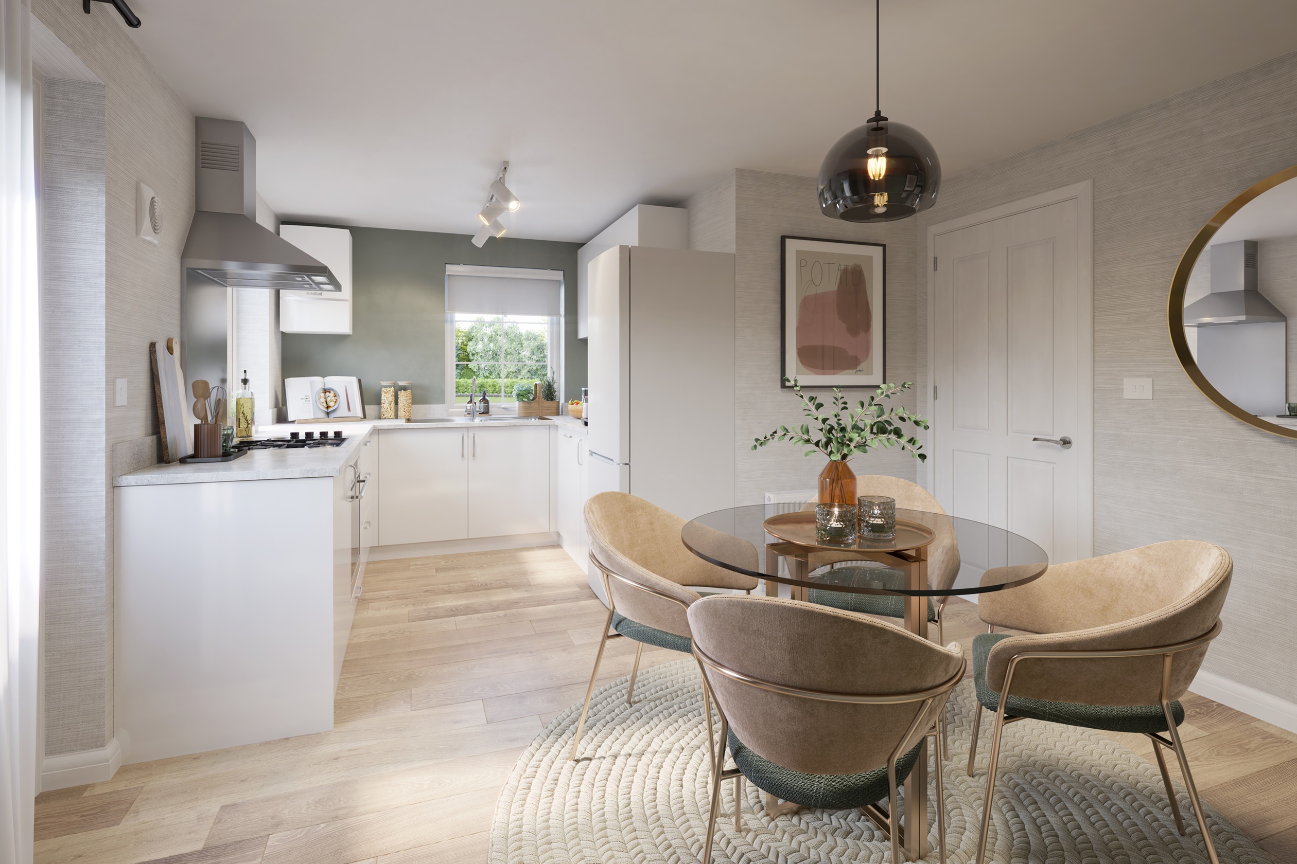 Kitchen and dining room in a 3 bedroom home