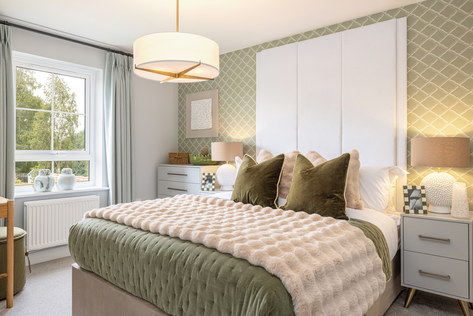 Main bedroom of the Charnwood at Kingfisher Park Felbridge 