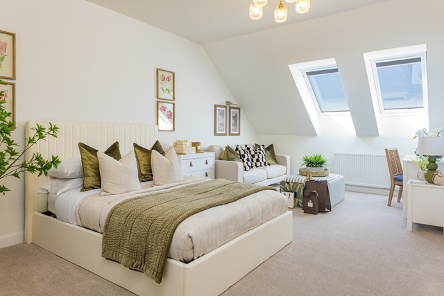 Main bedroom of The Woodcote at The Poppies