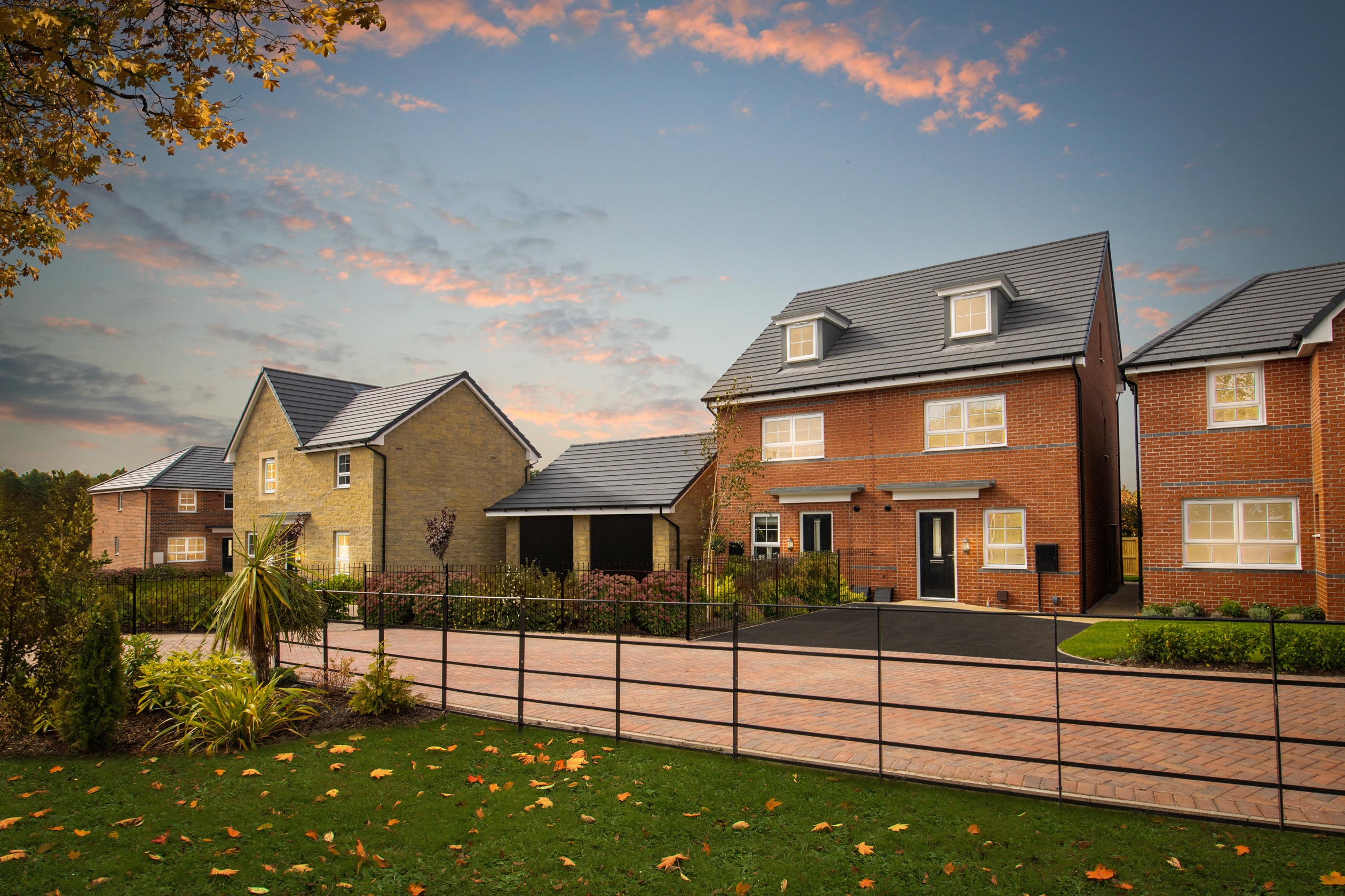 Barratt Homes autumnal street scene 