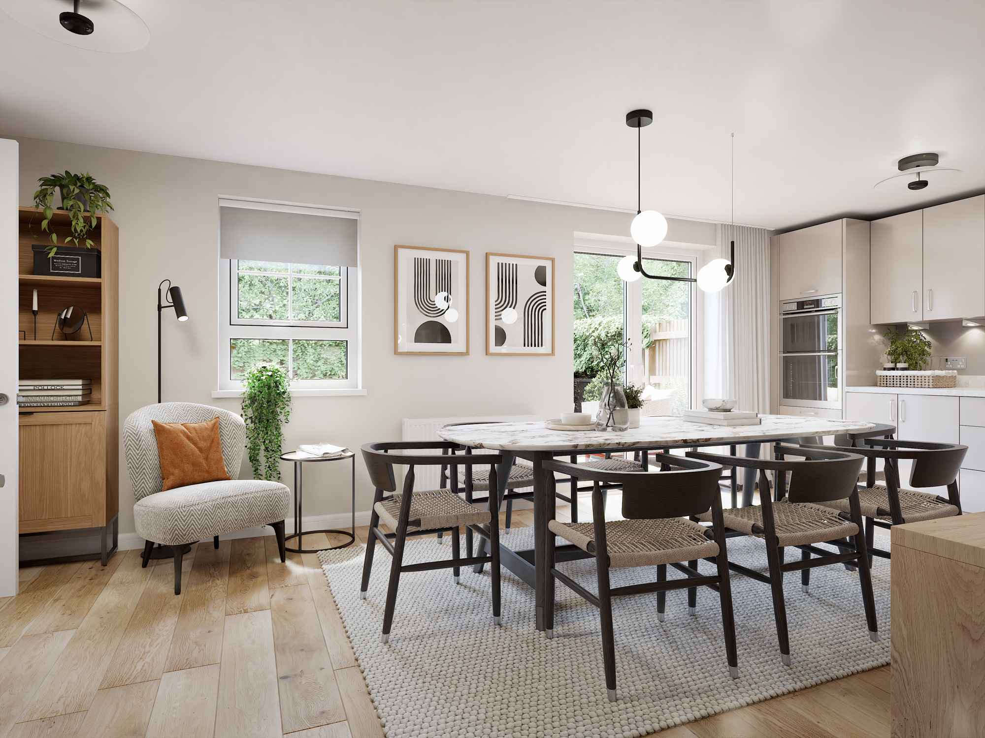 Ashburton open plan kitchen and dining room CGI 