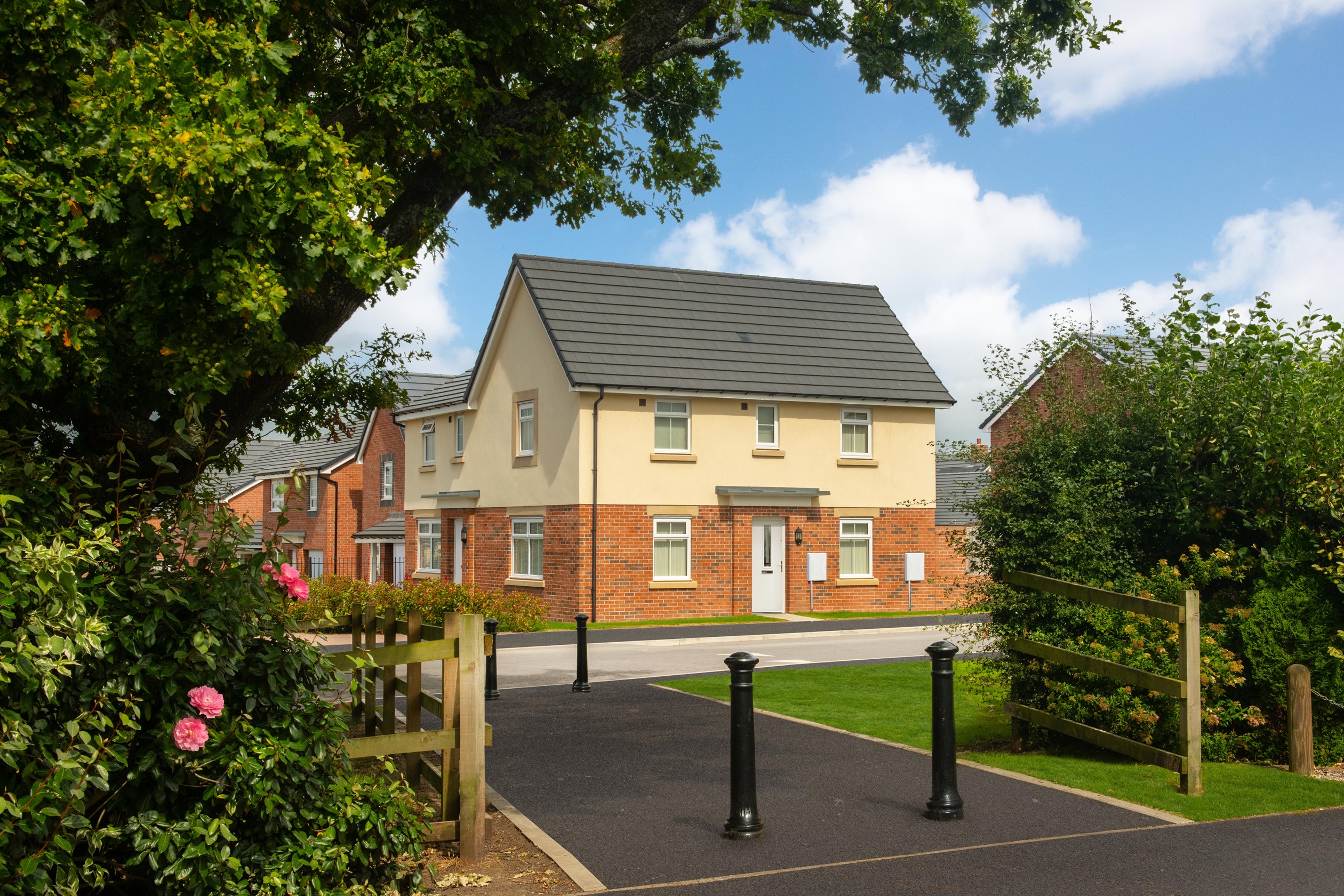 Typical Barratt homes street scene at Bowland Meadow, Longridge 