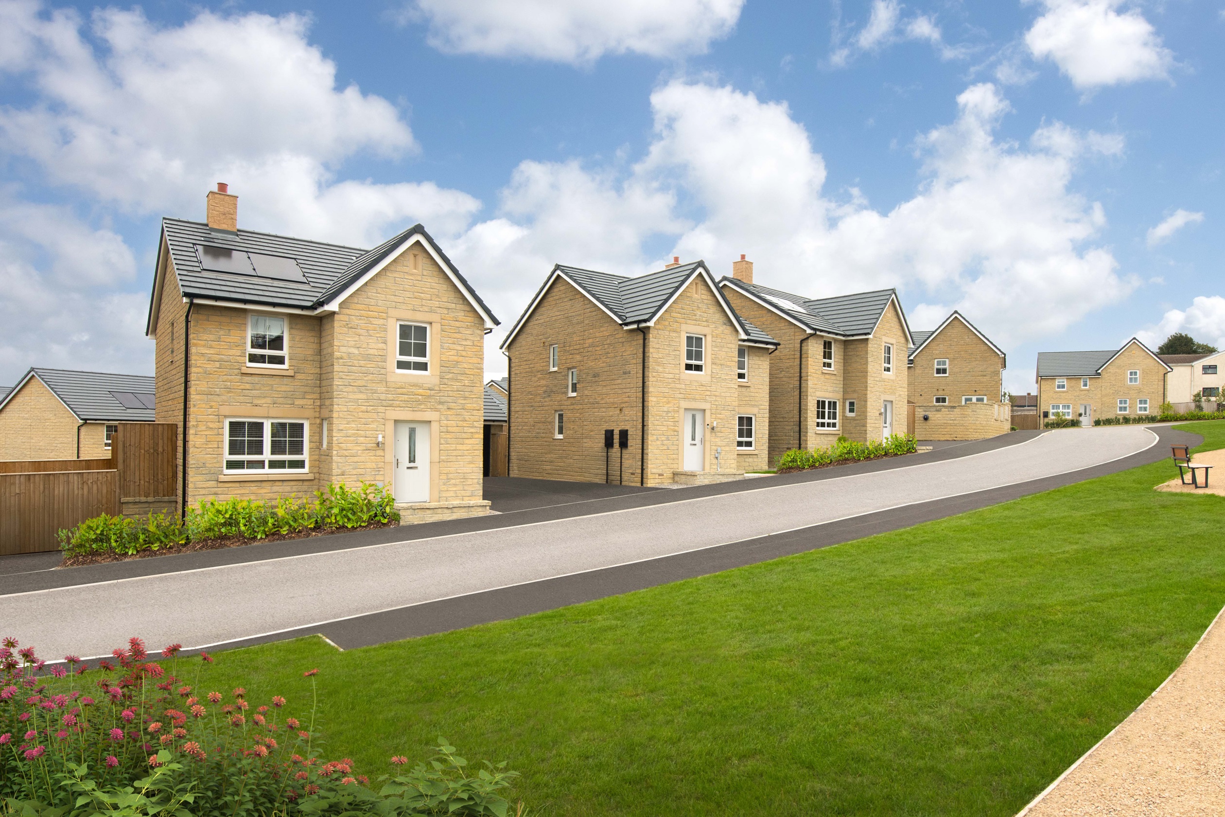 Typical Barratt Homes street scene at Brun Lea Heights, Burnley 