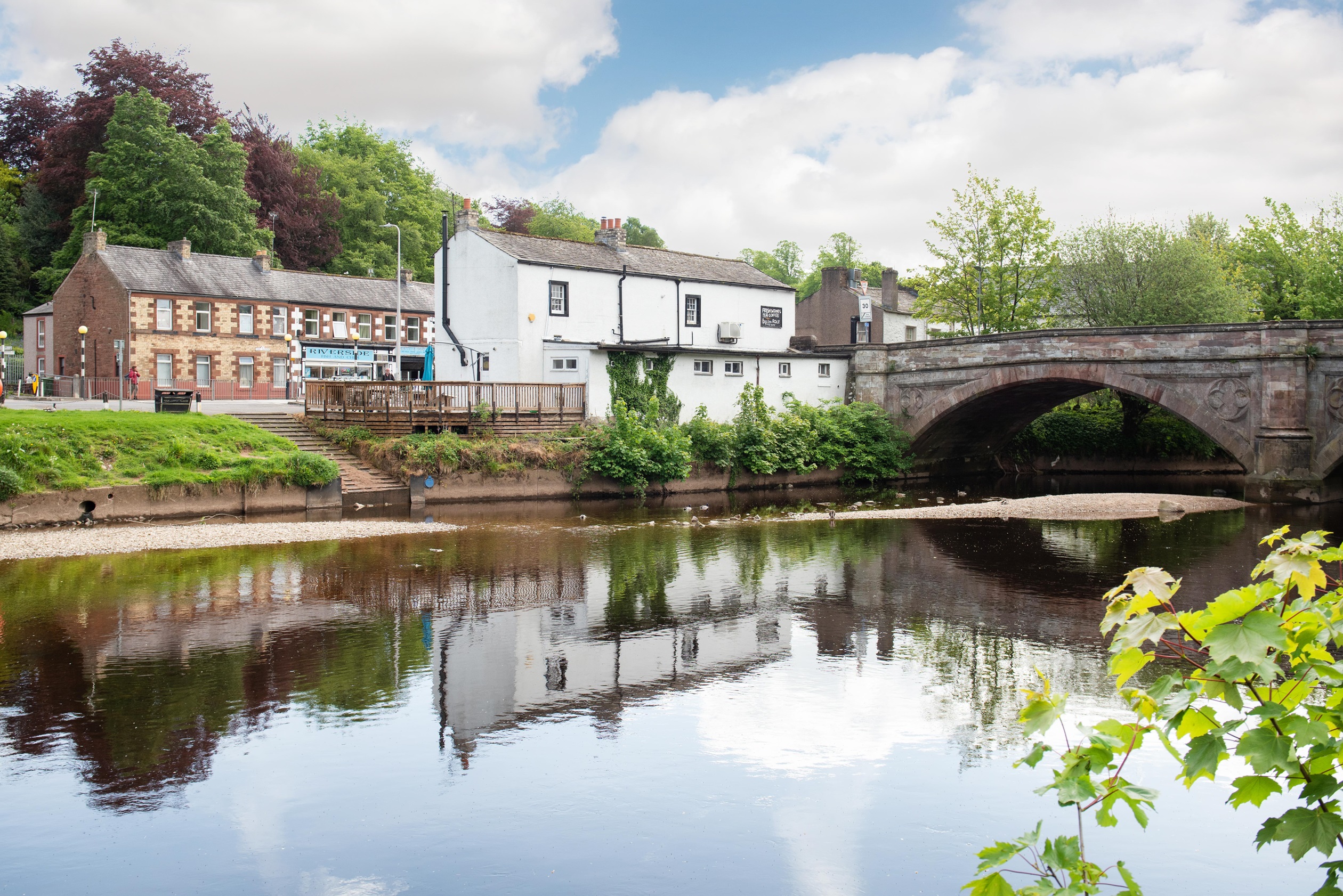 street scene overlooking river in Appleby