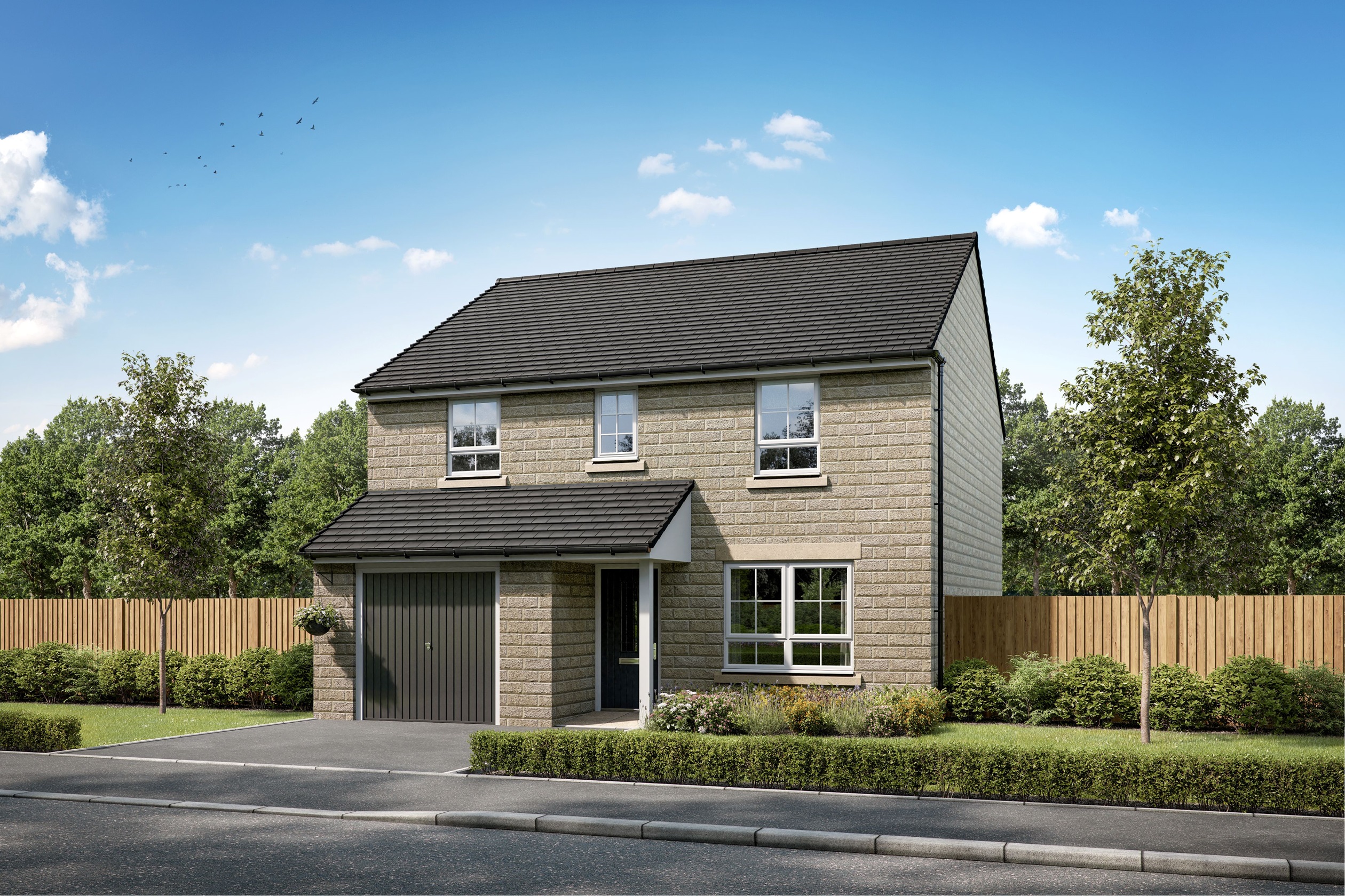 Exterior CGI image of the Wallasea housetype a 4 bedroom detached home 