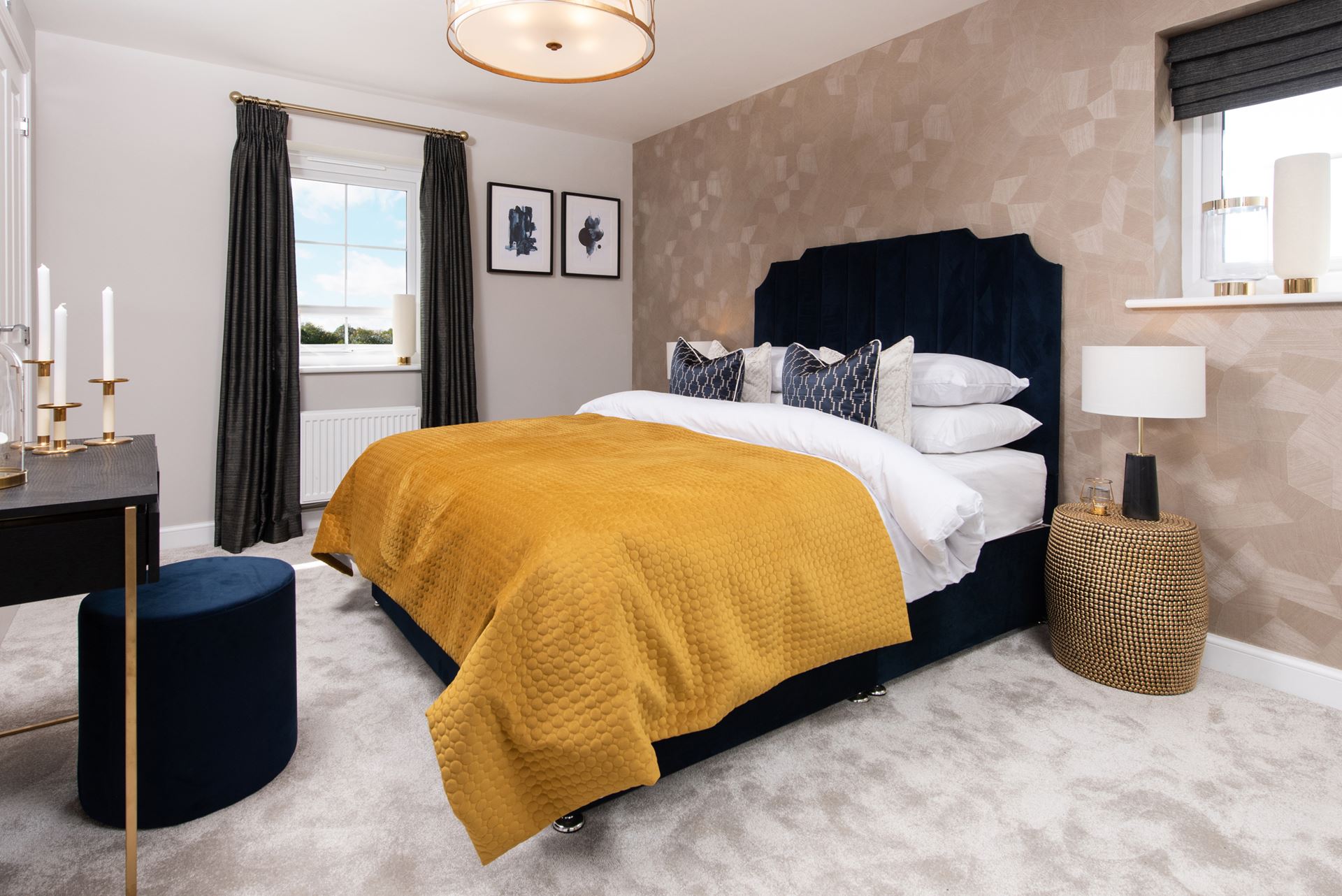 Internal image of the main bedroom in the alderney home 