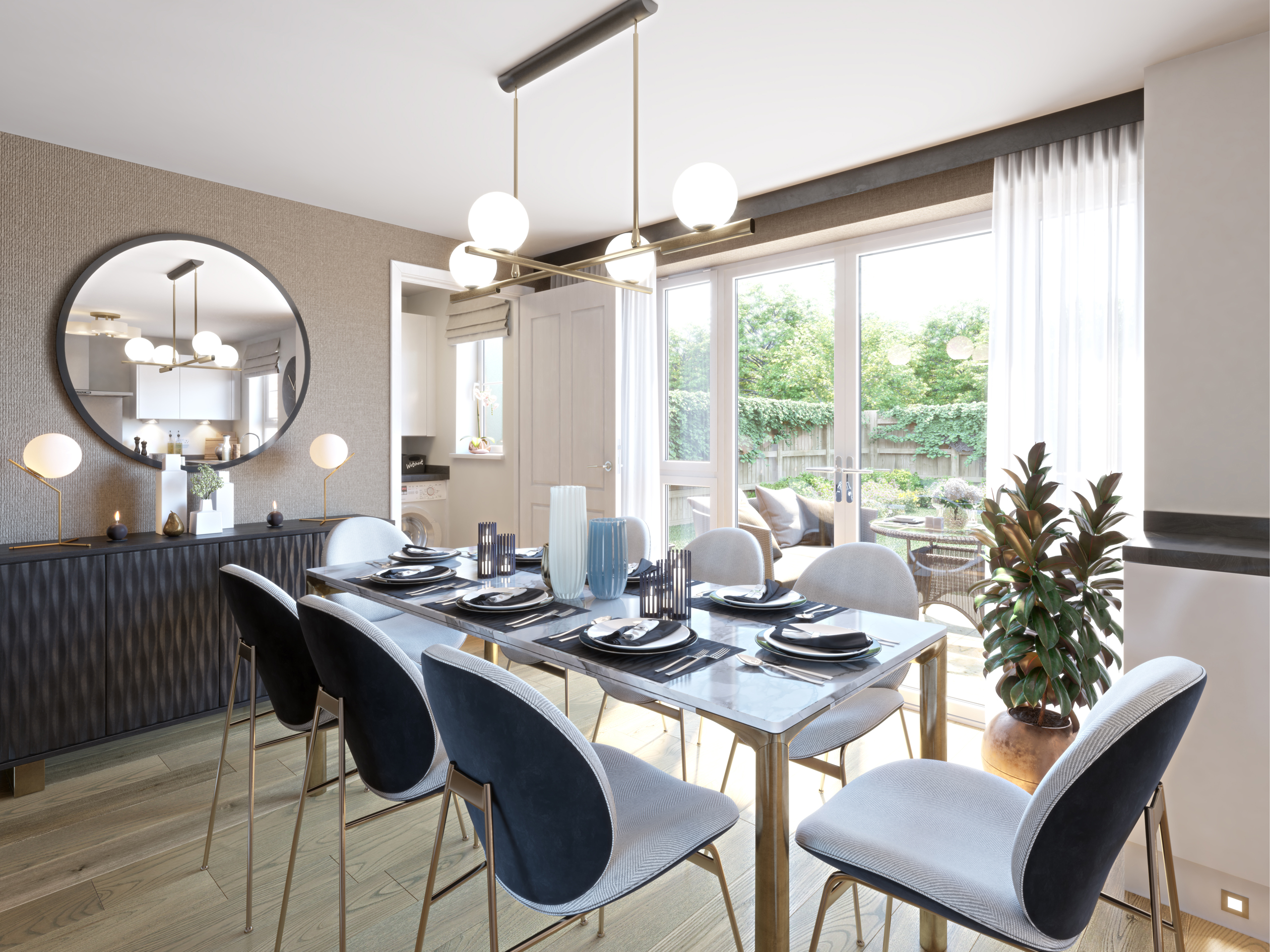 kennford dining area with french doors to the garden 