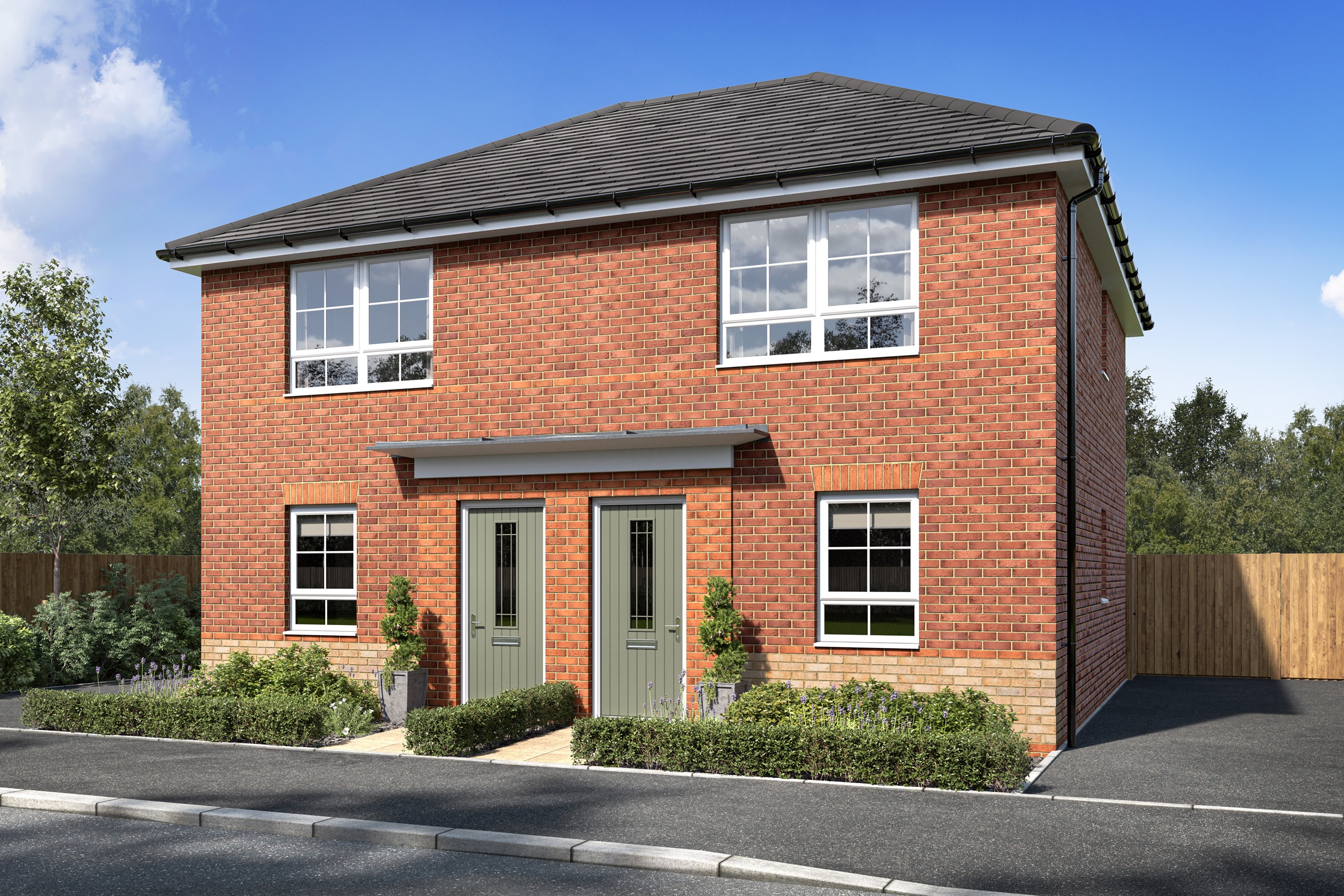 CGI image of the Kenley brick 2 bedroom home