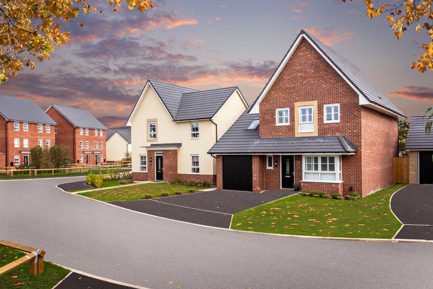A typical Barratt autumnal street scene 