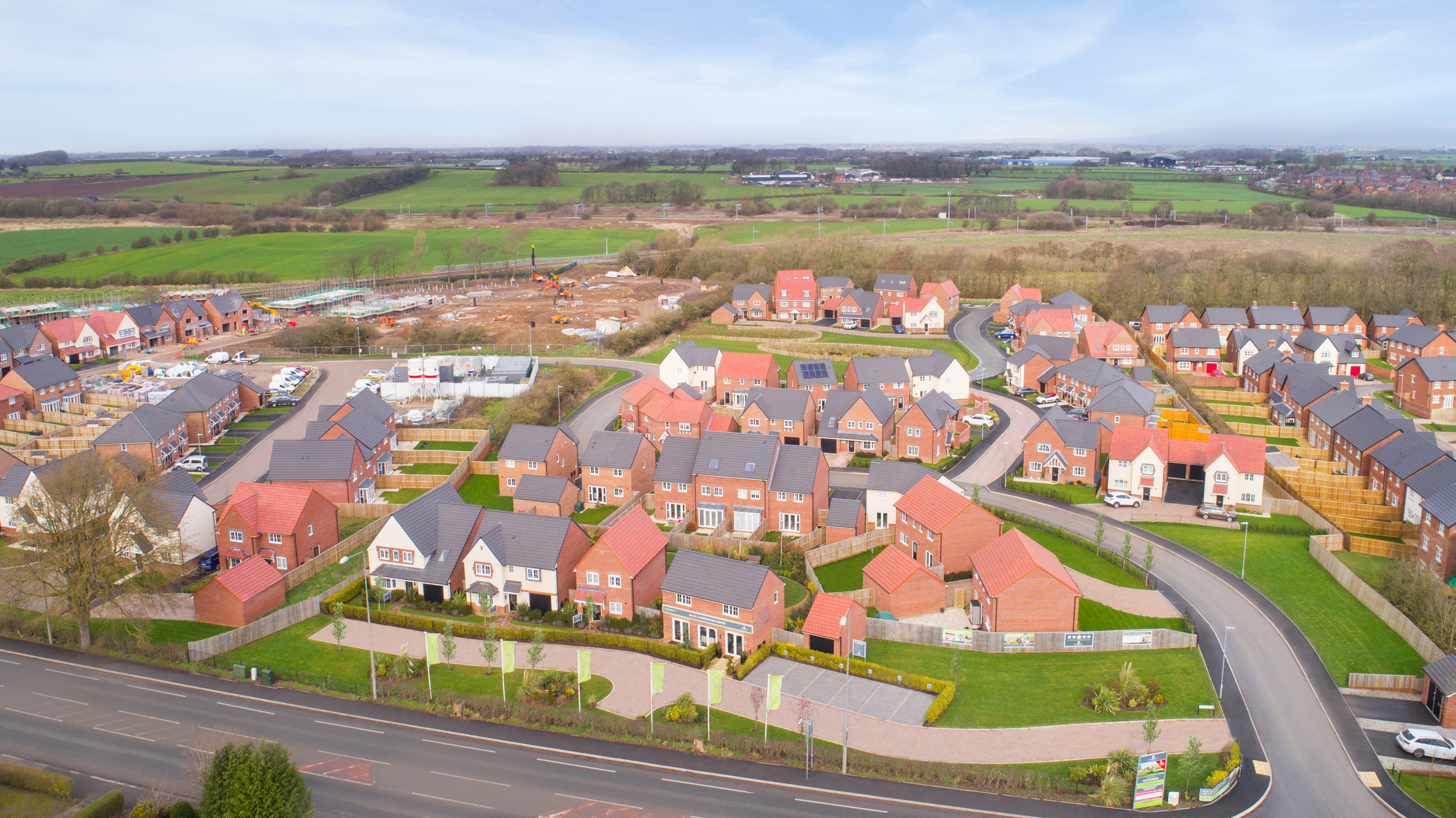 The Spinnings drone image over the development 