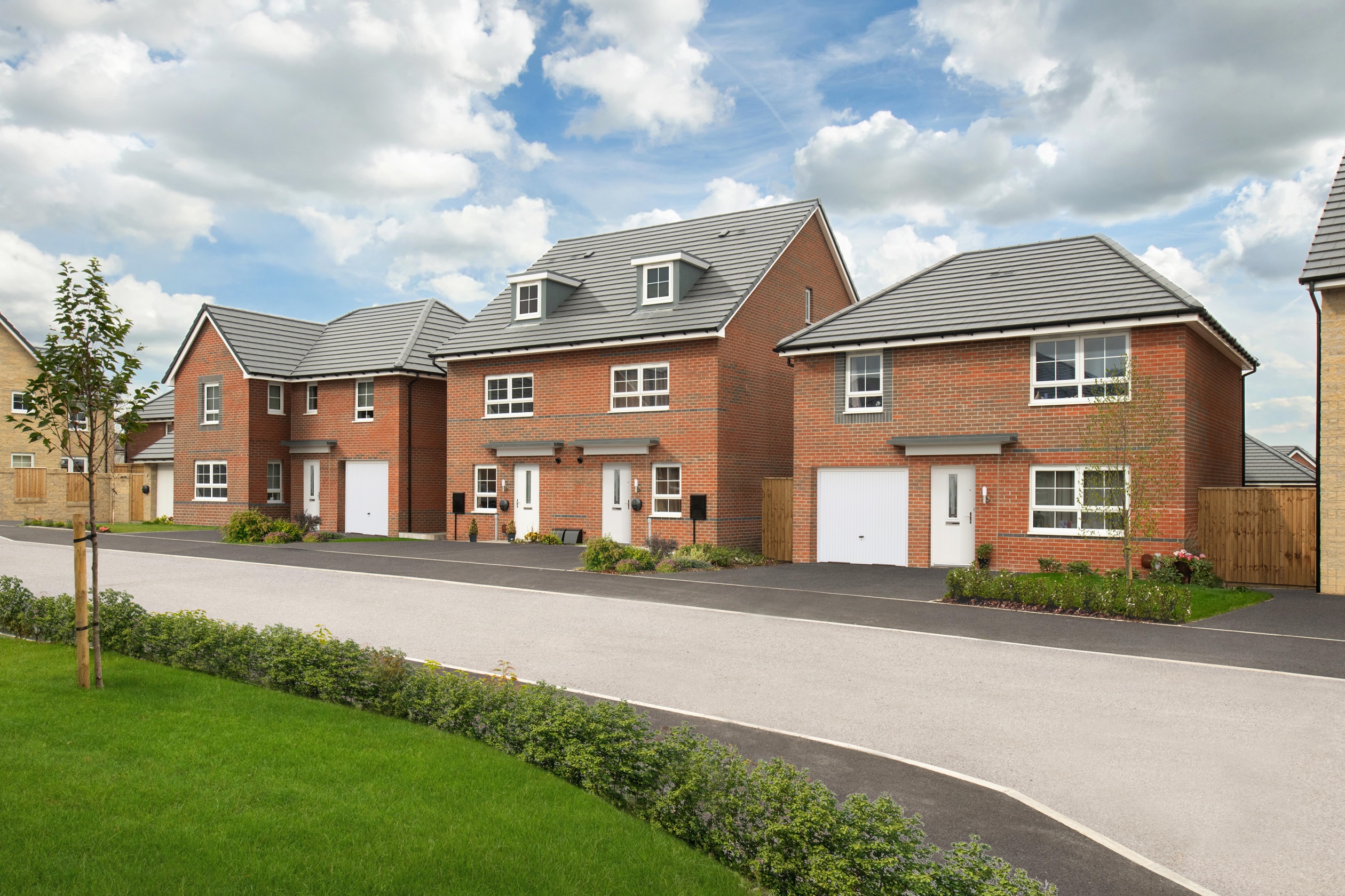External Barratt Homes street scene at Waldmers Wood