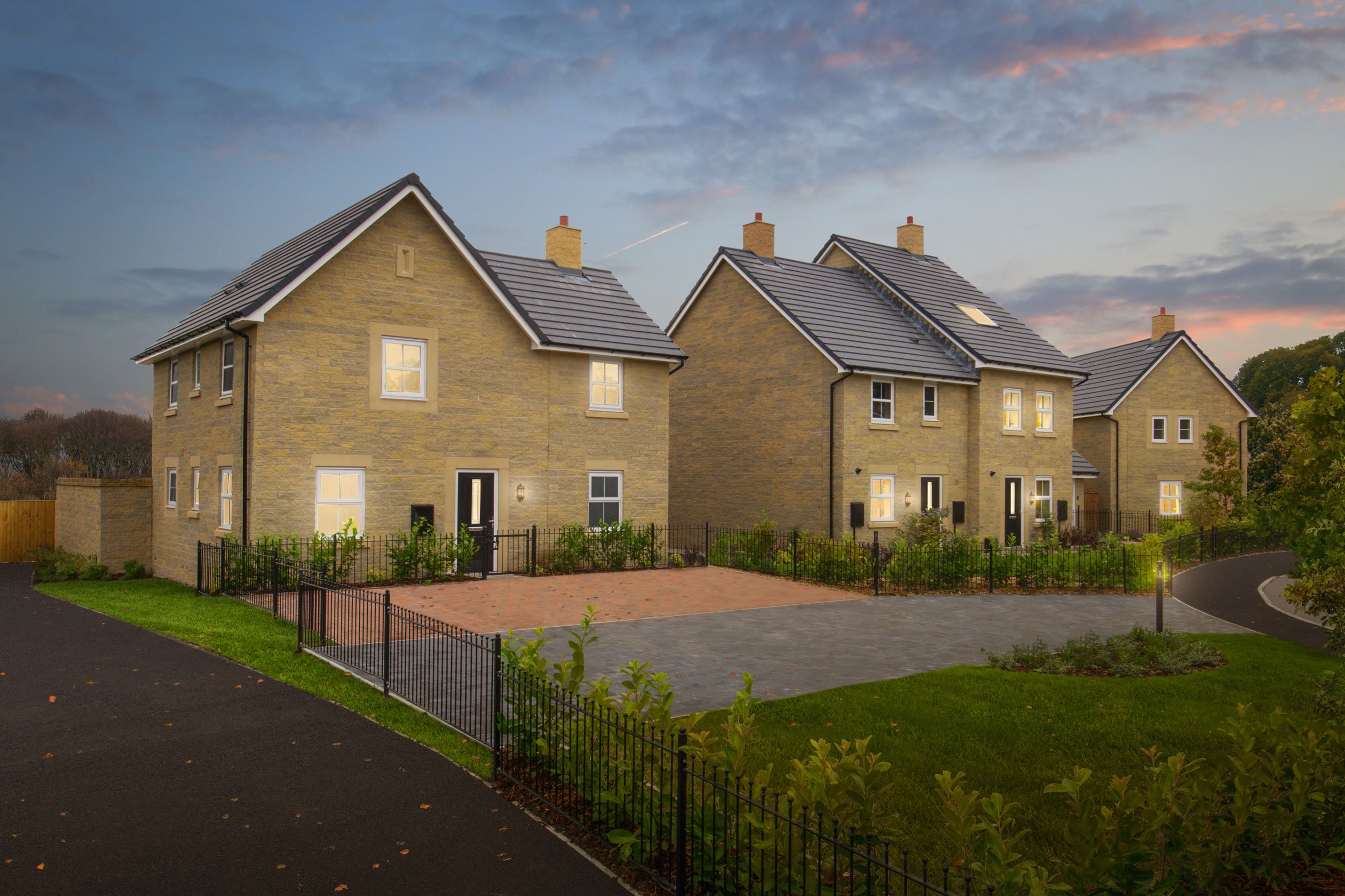 Typical autumnal Barratt stone street scene 