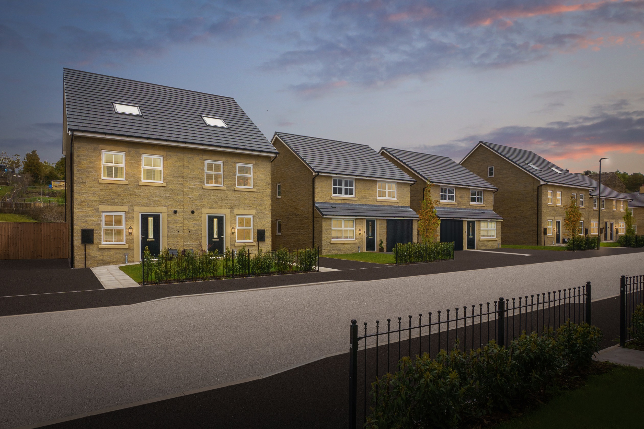 Typical autumnal Barratt street scene 