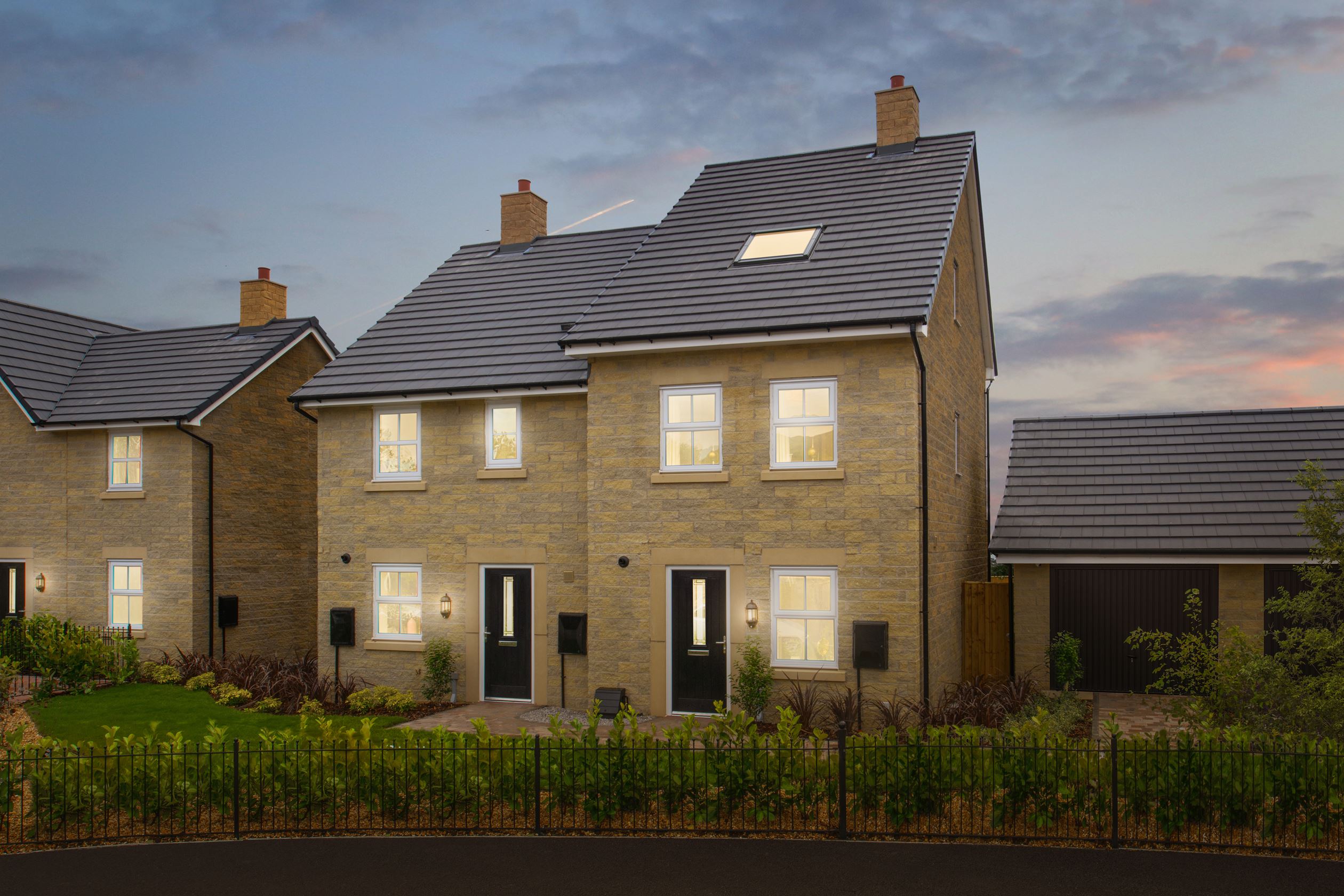 Typical autumnal Barratt stone street scene 