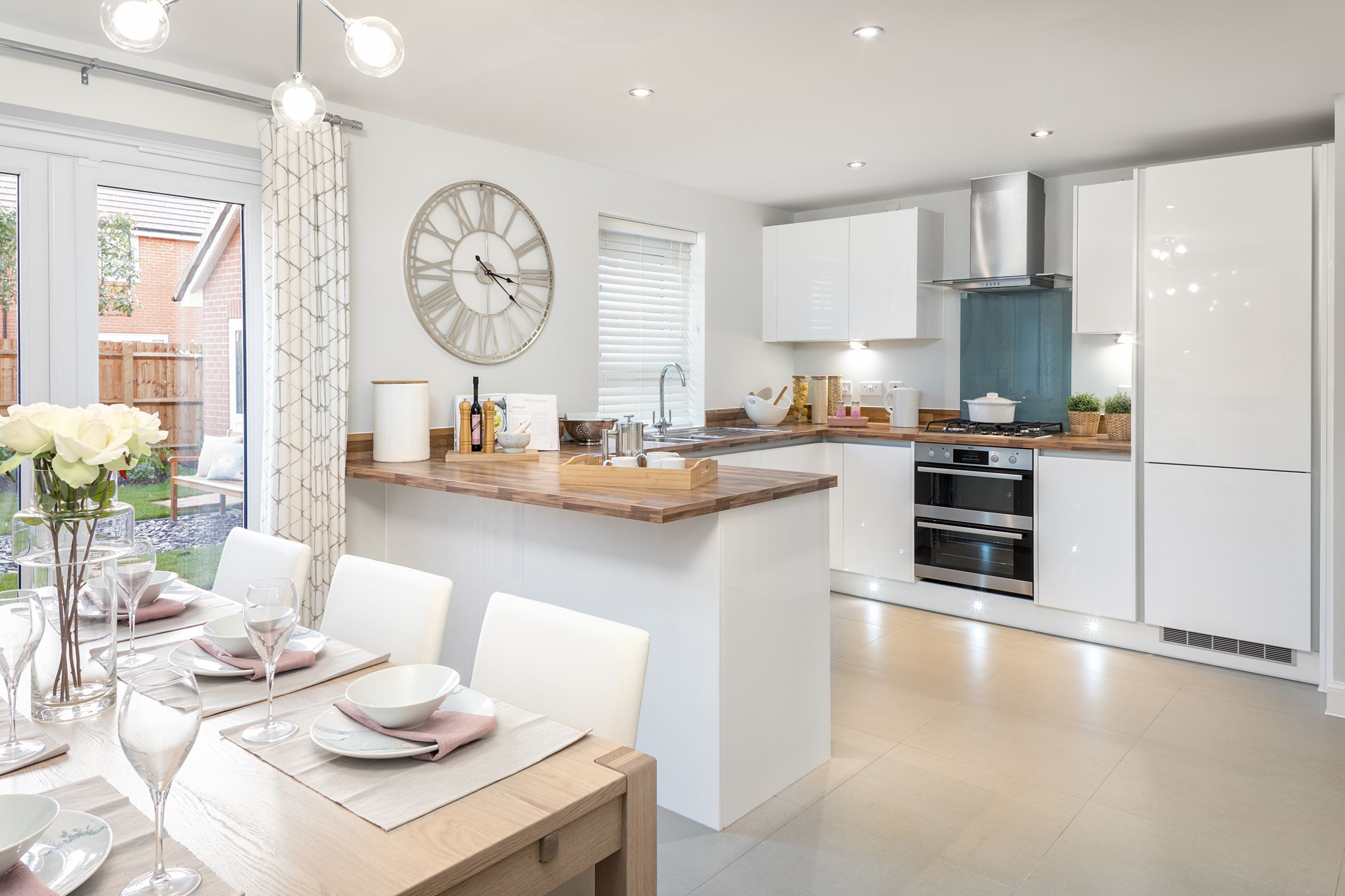 Image of the kitchen /dining area with french doors leading to rear garden in the Chester housetype 