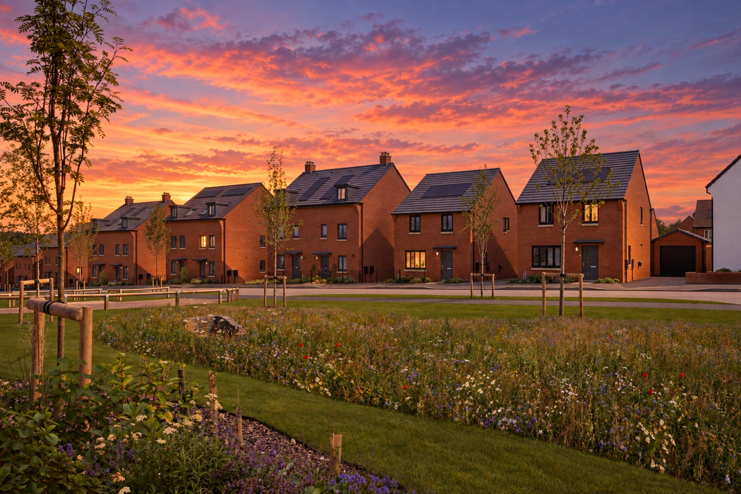 Harlestone dusk street scene