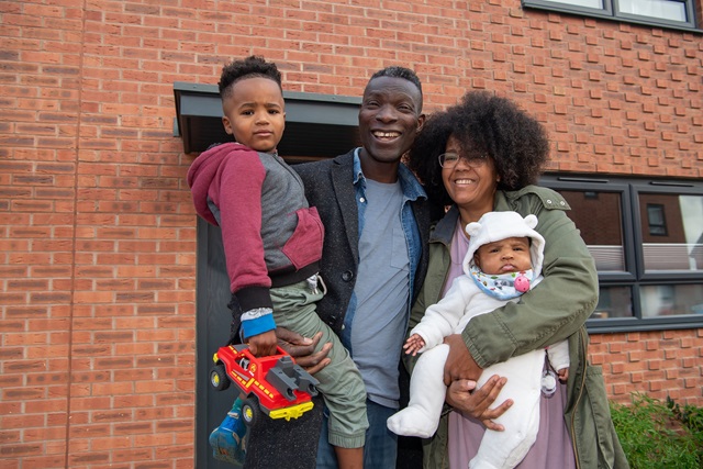 Abiola Patrica OG and Ayanda outside their brand new Barratt home