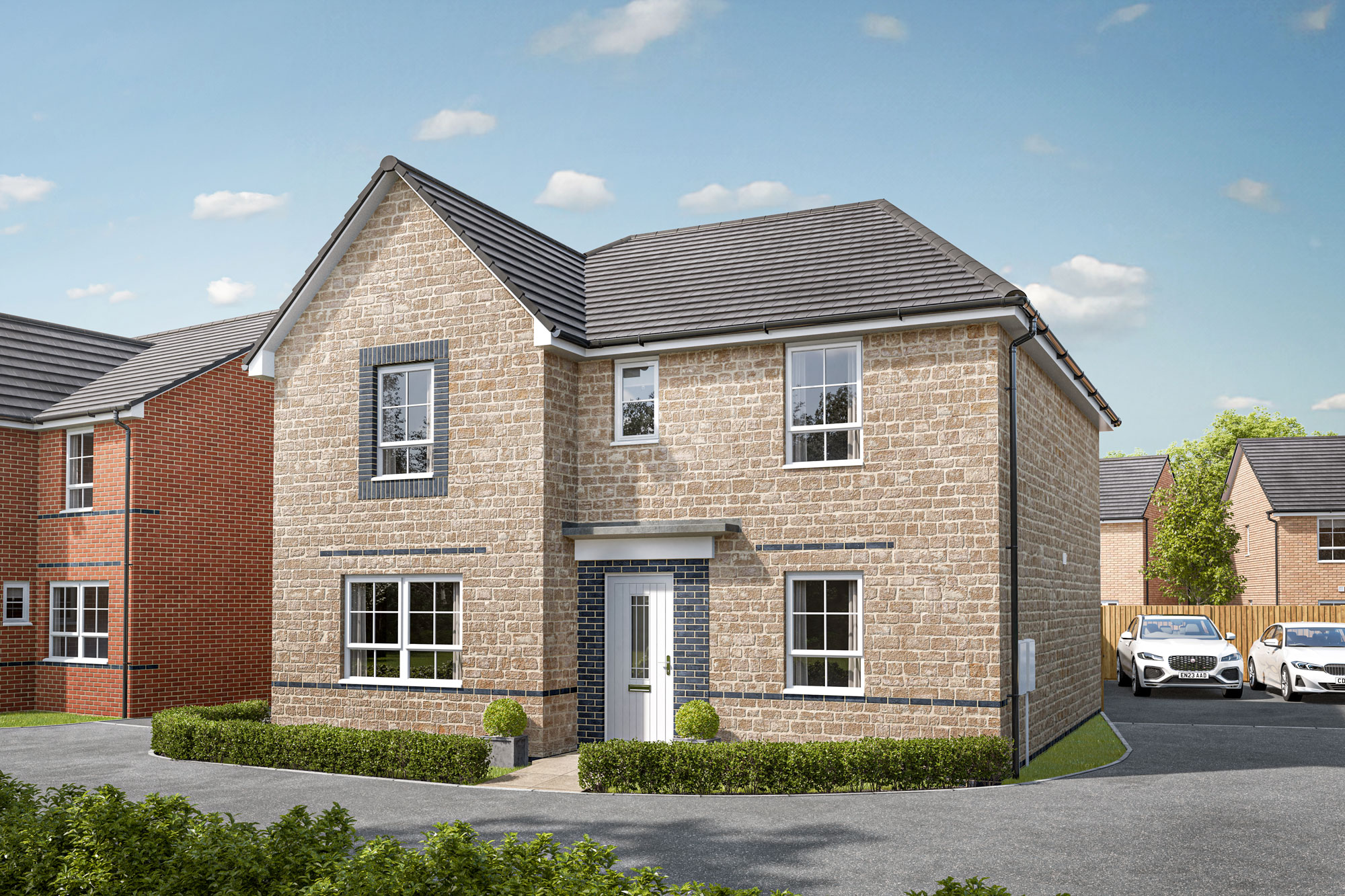 Exterior CGI view of our 5 bed Lamberton in Stone finish