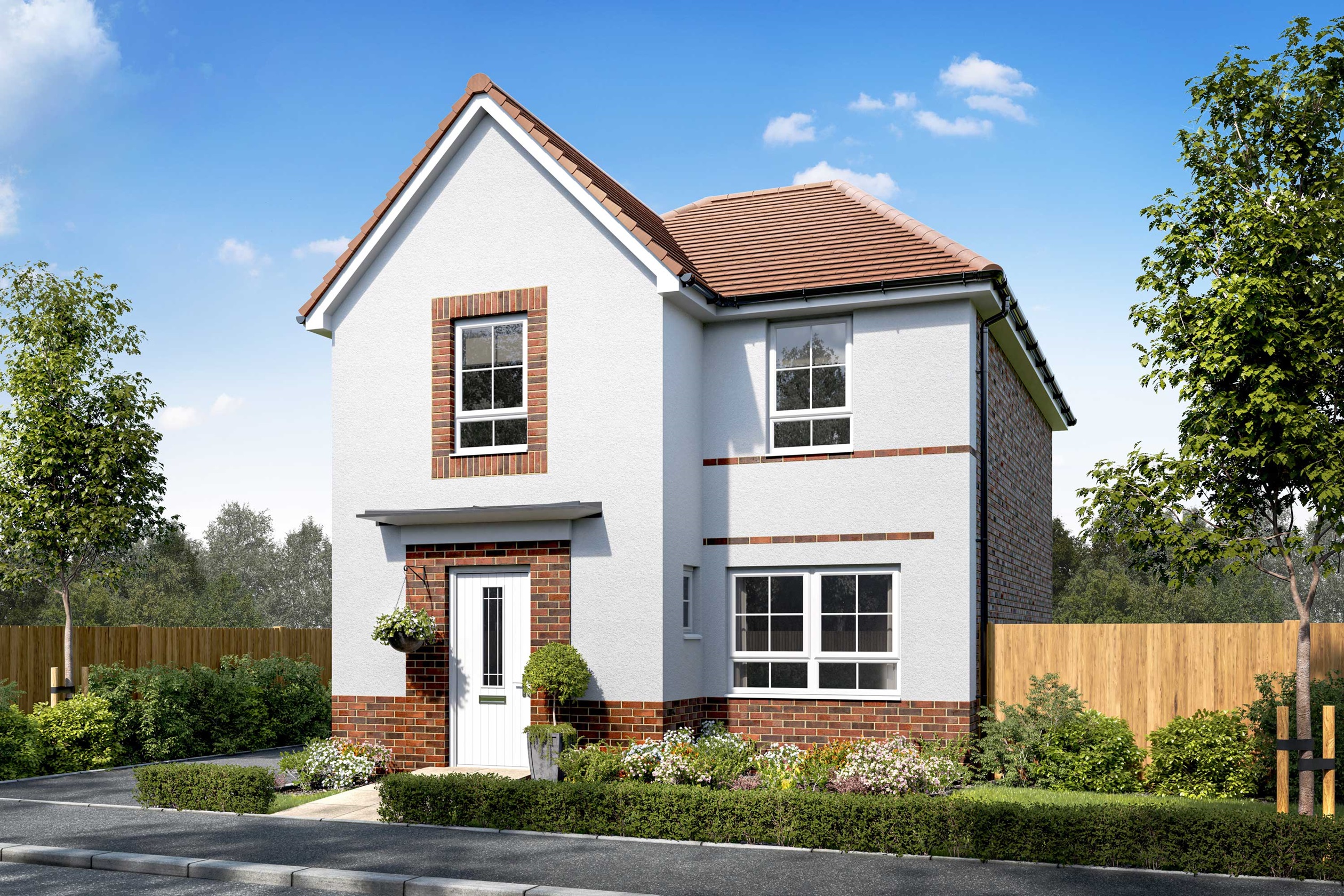 Exterior CGI view of our 4 bed Kingsley home in render finish