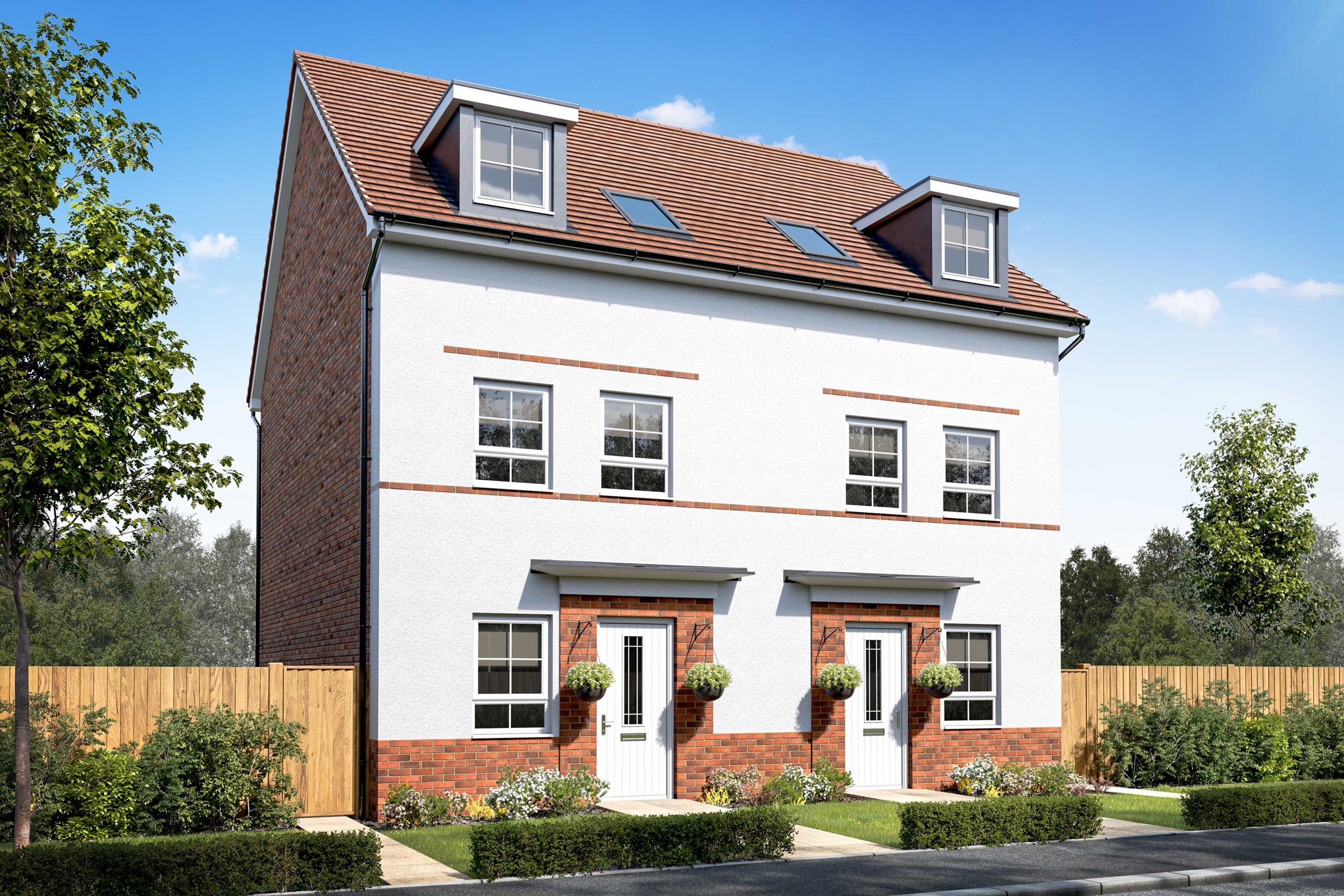 Exterior CGI view of our 3 bed Norbury home in a render finish