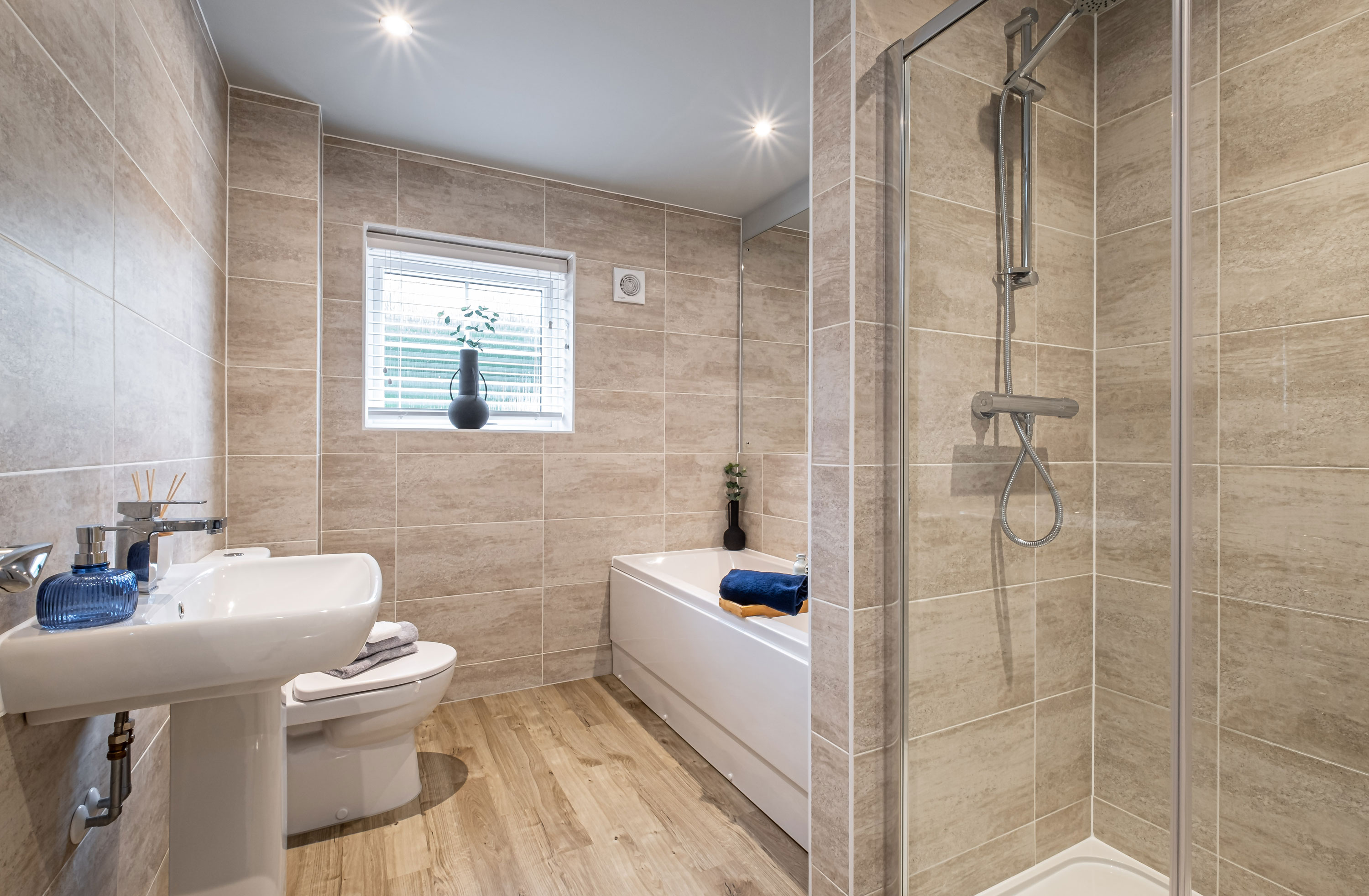 Interior view of the bathroom in our 4 bed Alnmouth home