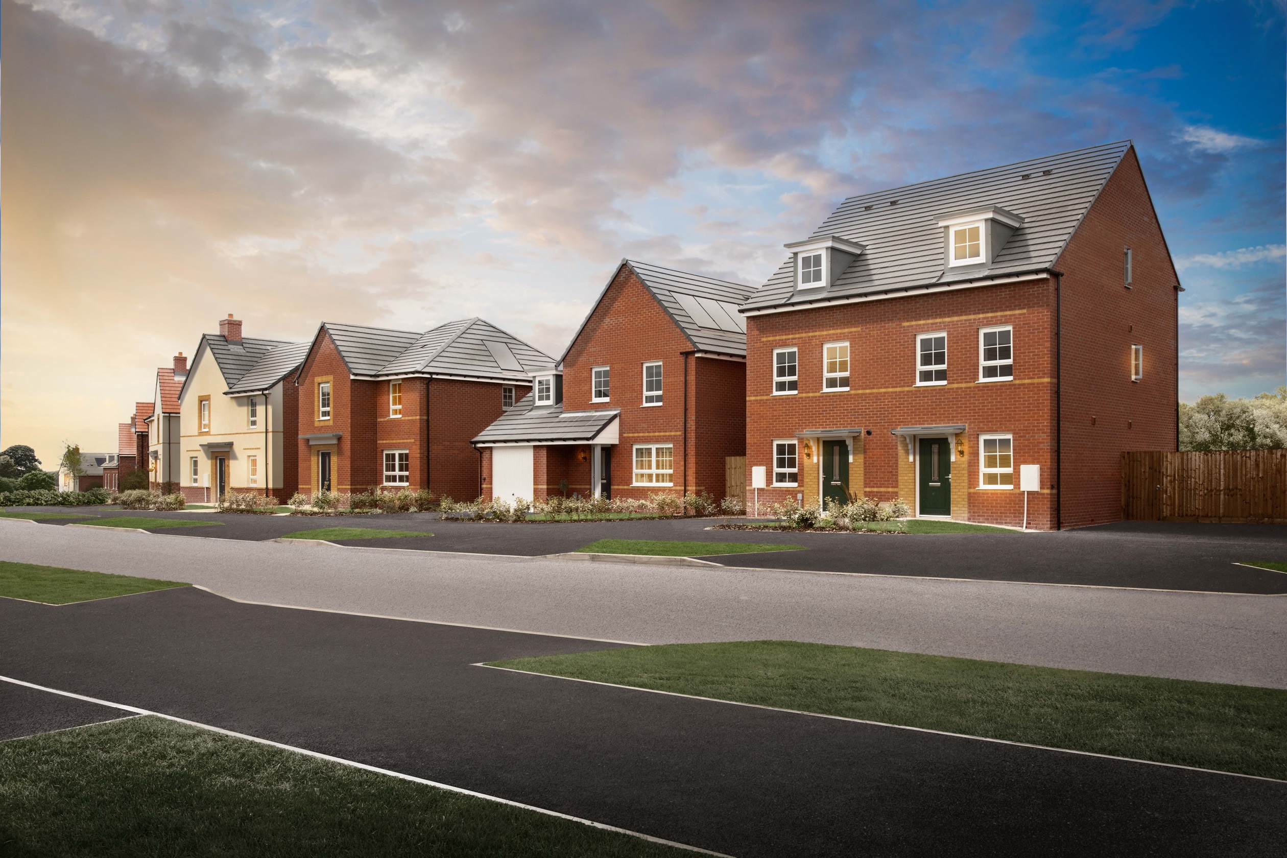 Exterior view of our 3 & 4 bedroom homes at Silkin Meadows, Apley Telford