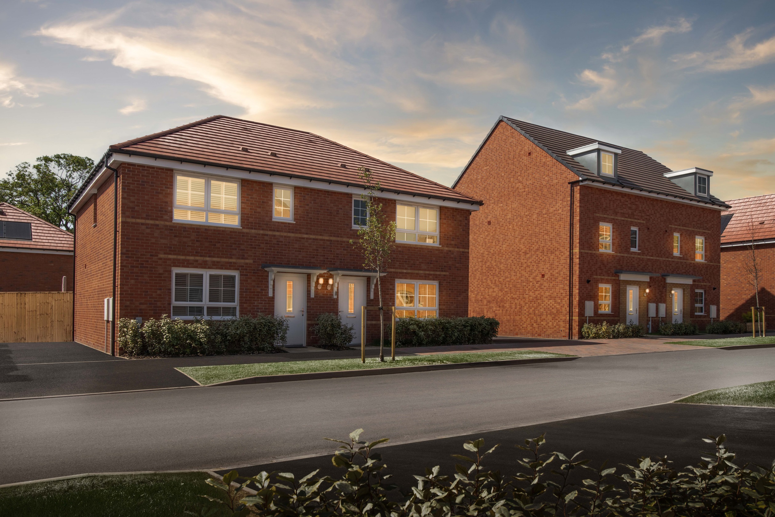 Exterior view of our 3 bed Matlock and 4 bed Woodcote homes