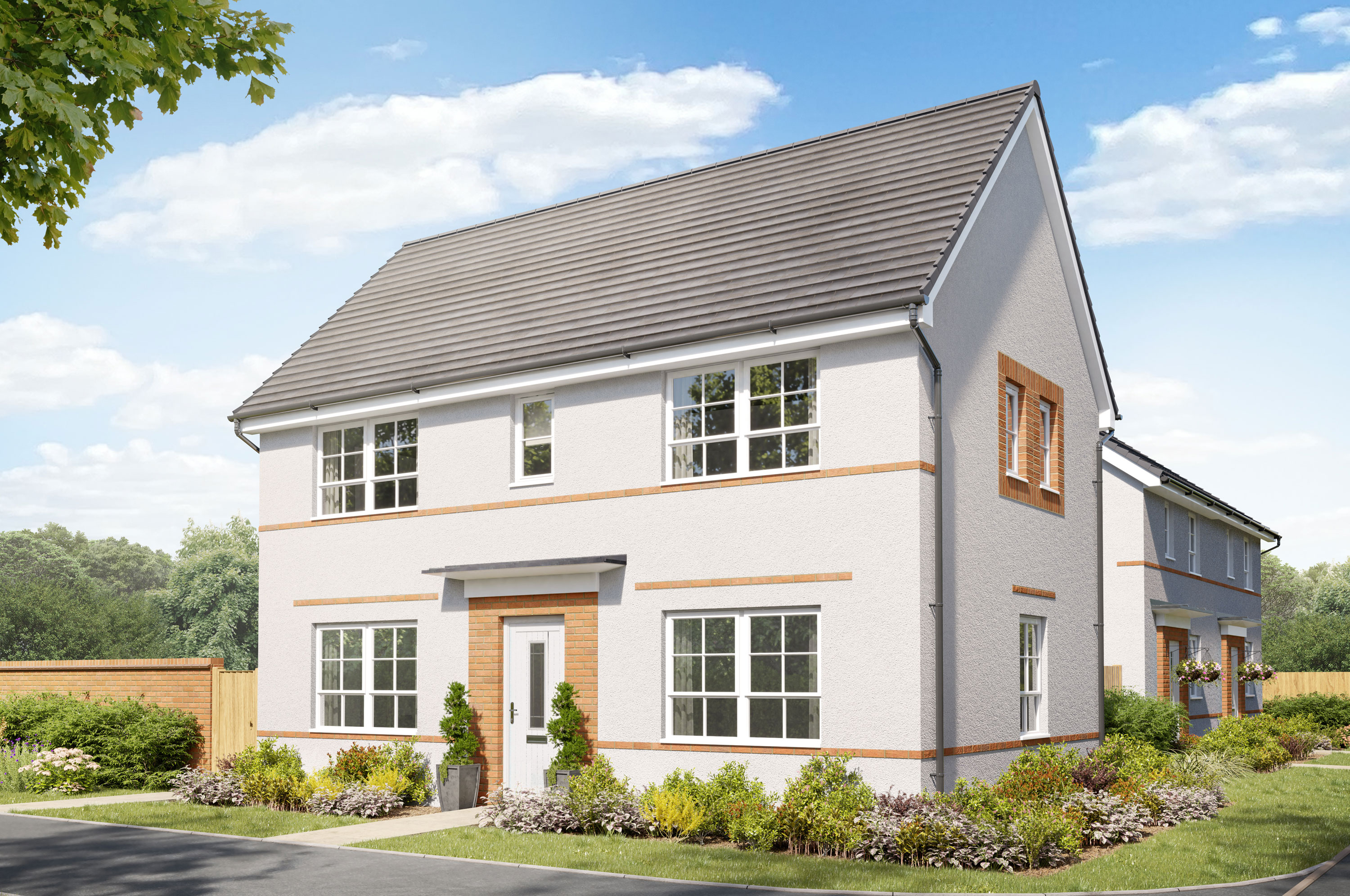 Exterior CGI view of our 3 bed Ennerdale home in render finish