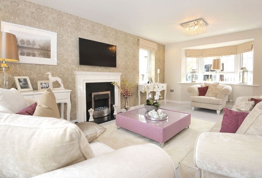 Typical Alnwick dual aspect lounge with French doors and bay window