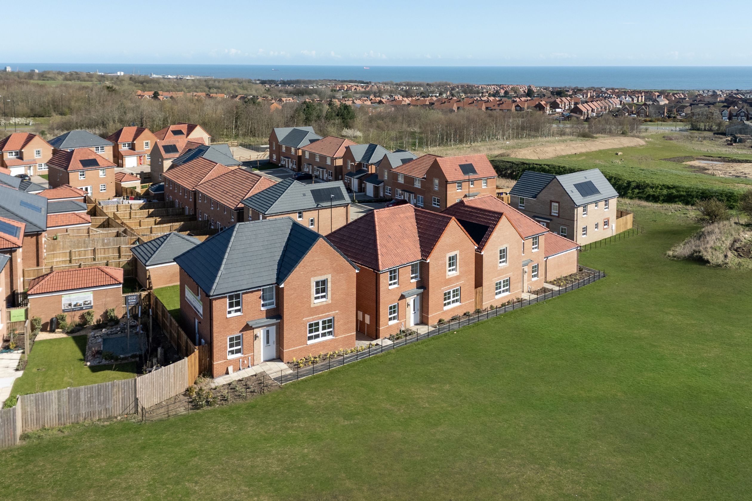 Drone shot of homes at Alder Heights