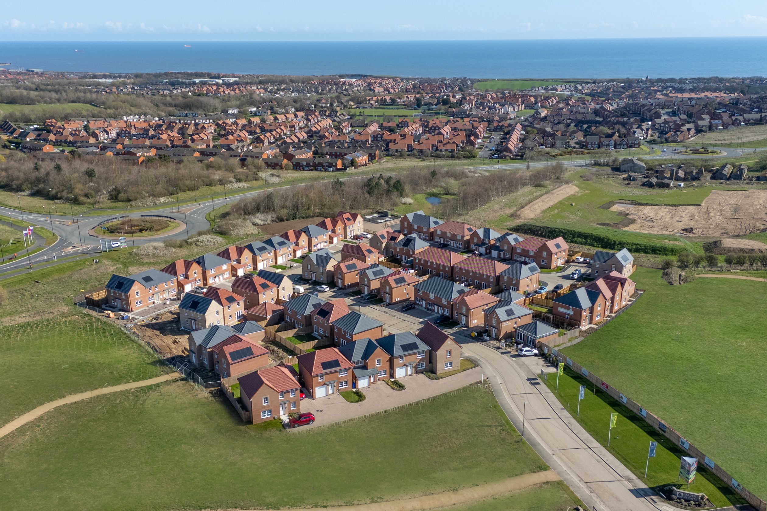 Drone shot of homes at Alder Heights