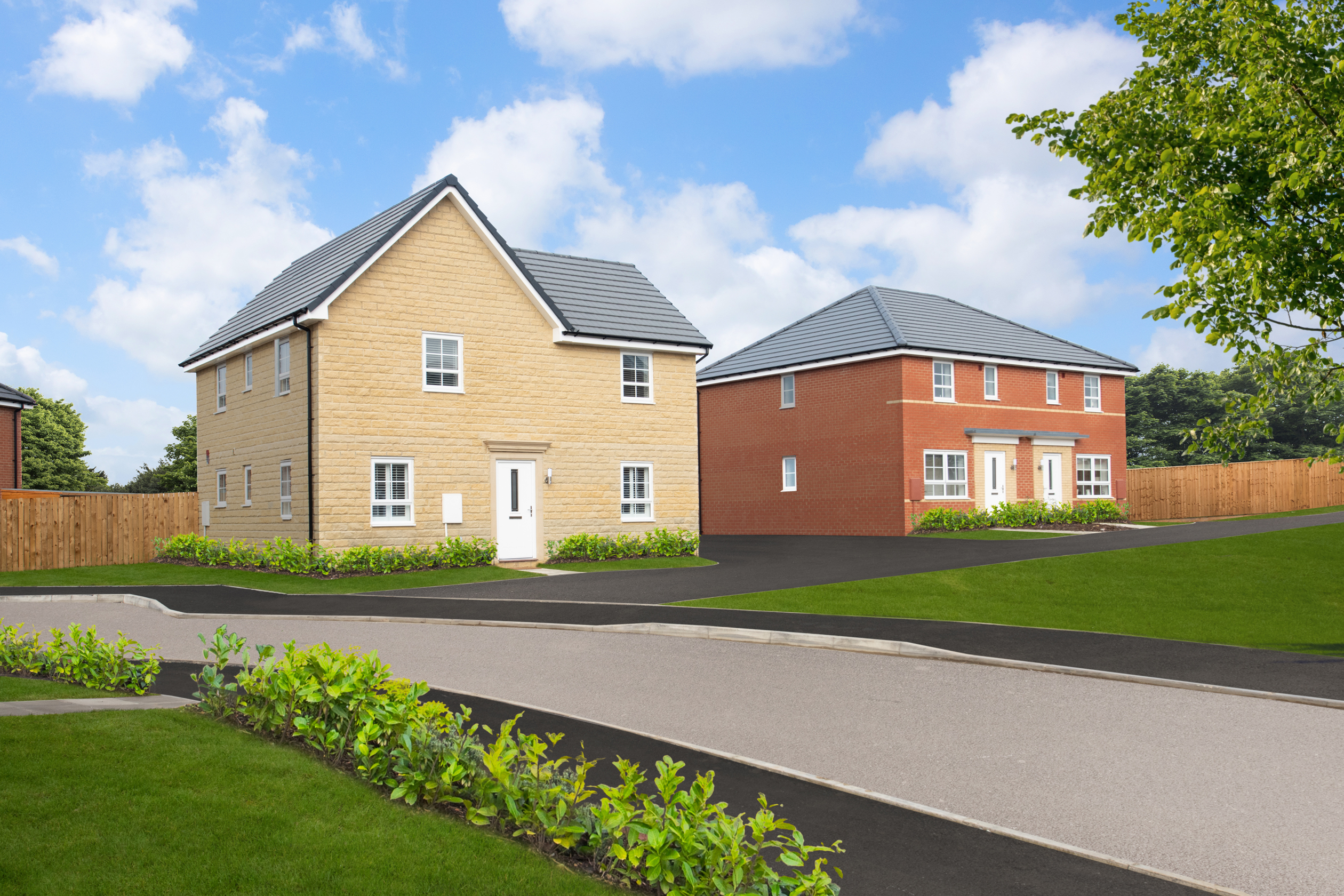 Outside view of 4 bedroom Alderney and 3 bedroom Ellerton homes