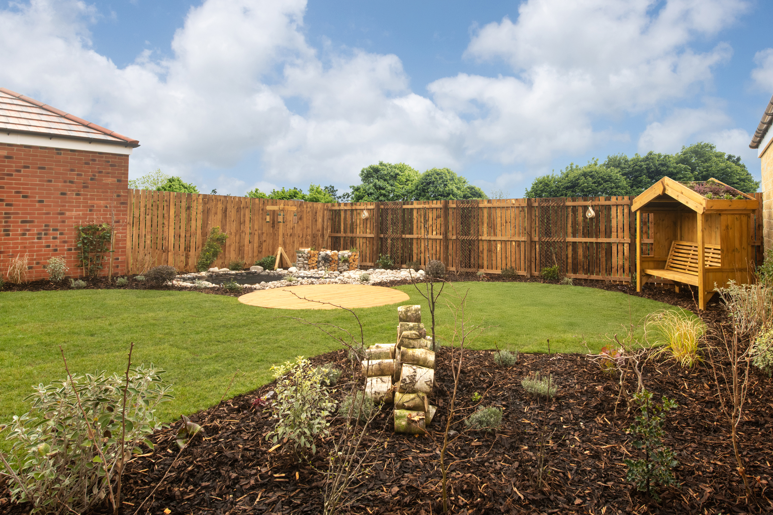 Radleigh show home garden at Grey Towers Village