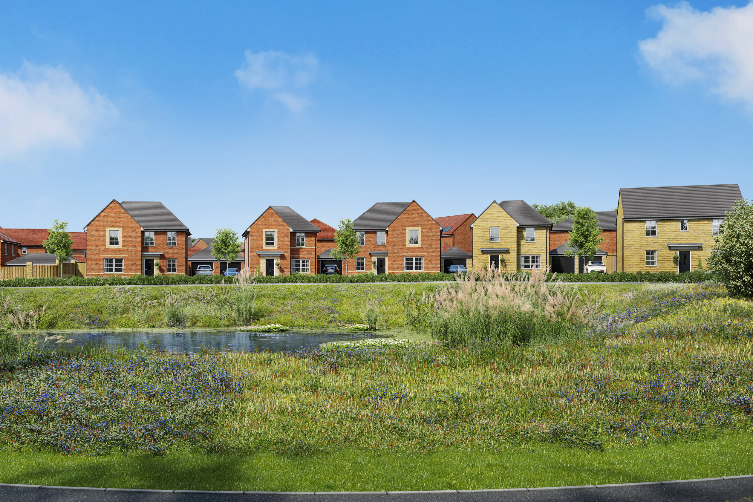 CGI view of homes at Grey Towers Village